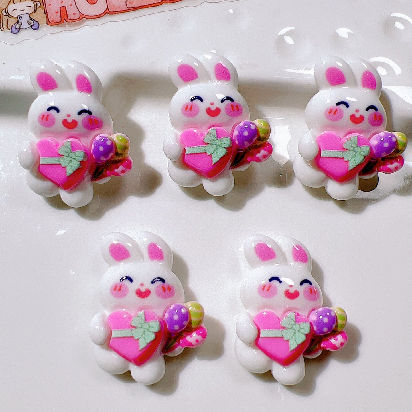 （5pic for 1bag）Cutie Happy Cat Cake Diy Resin Charms （pack Offline）