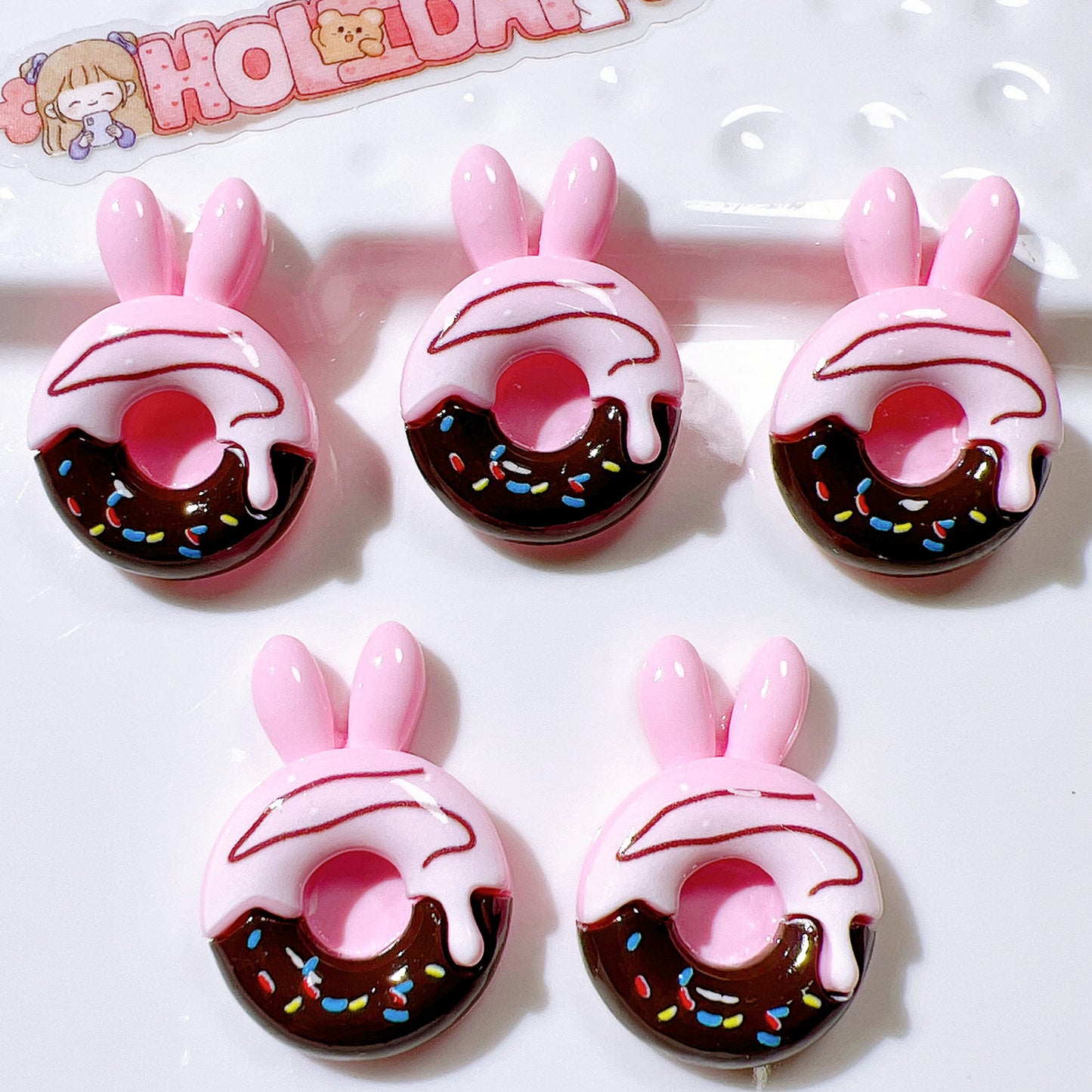 (5pic for 1 Bag) Cutie  Rabbit Donut  DIY Resin Charms(Pack Offline)