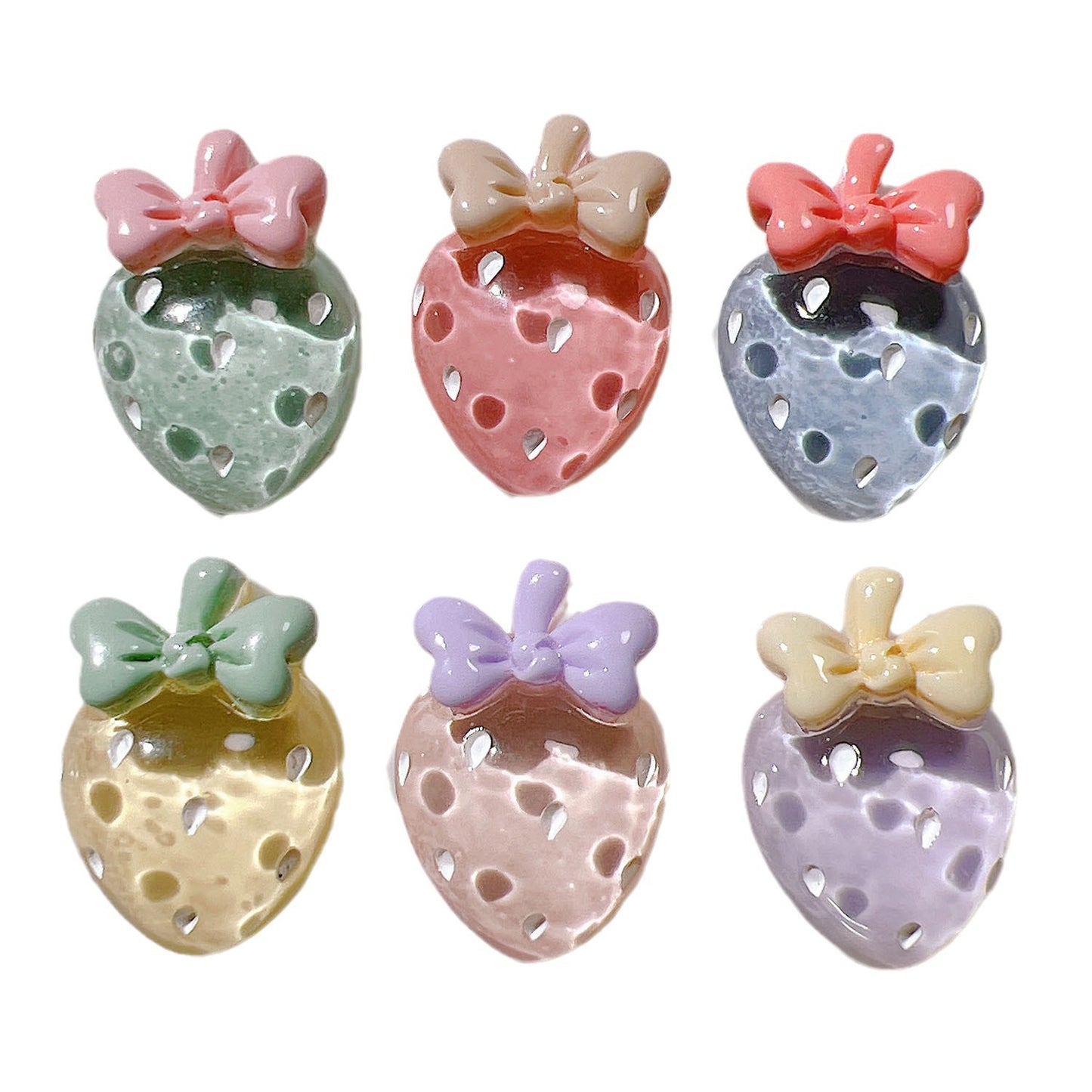 （5pic for 1bag）Cutie Transparent Strawberry  Diy Resin Charms （pack Offline）