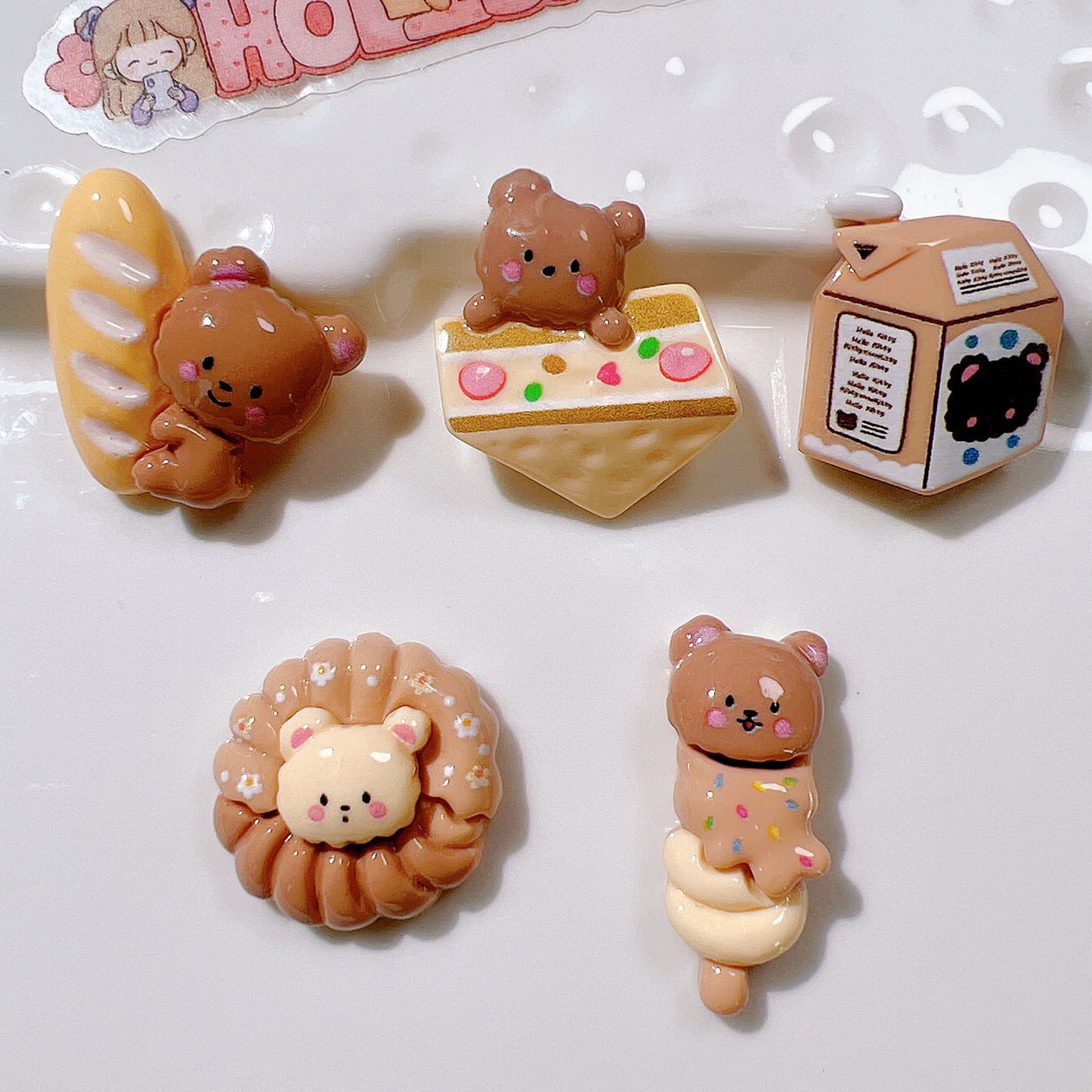 （5pic for 1bag）Cutie biscuit bear diy resin charms （pack offline）