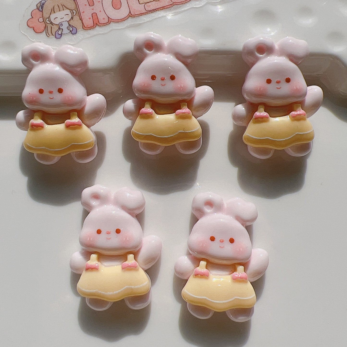 （5pic for 1bag）Cutie rabbit diy resin charms（pack offline）