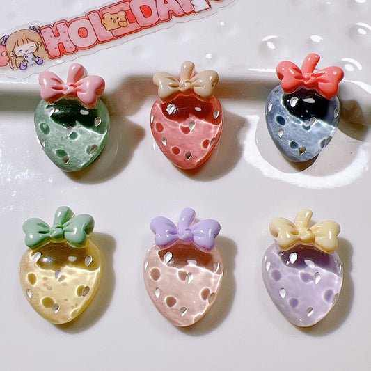 （5pic for 1bag）Cutie Transparent Strawberry  Diy Resin Charms （pack Offline）