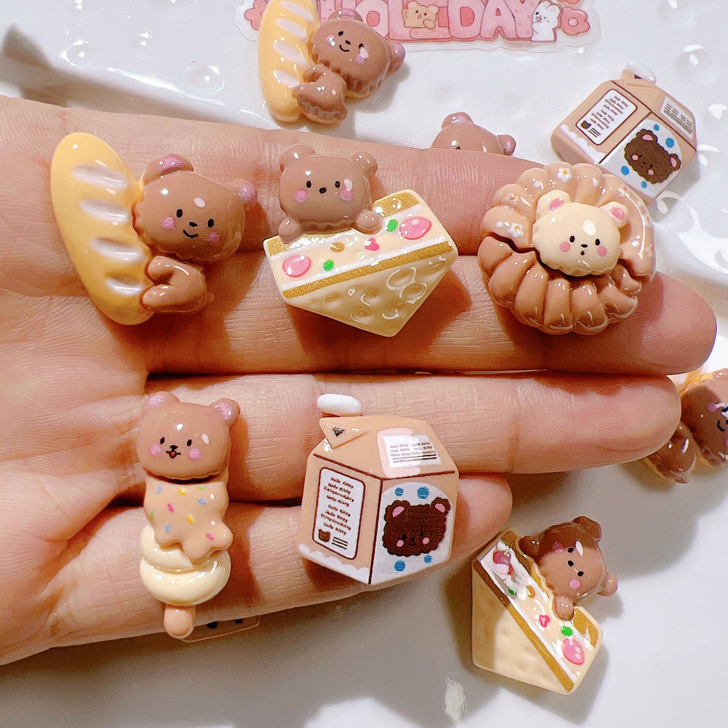 （5pic for 1bag）Cutie biscuit bear diy resin charms （pack offline）