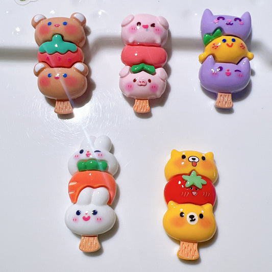 (5pic for 1 Bag) Cutie Cartoon on Sticks String  Diy Resin Charms (Pack Offline)