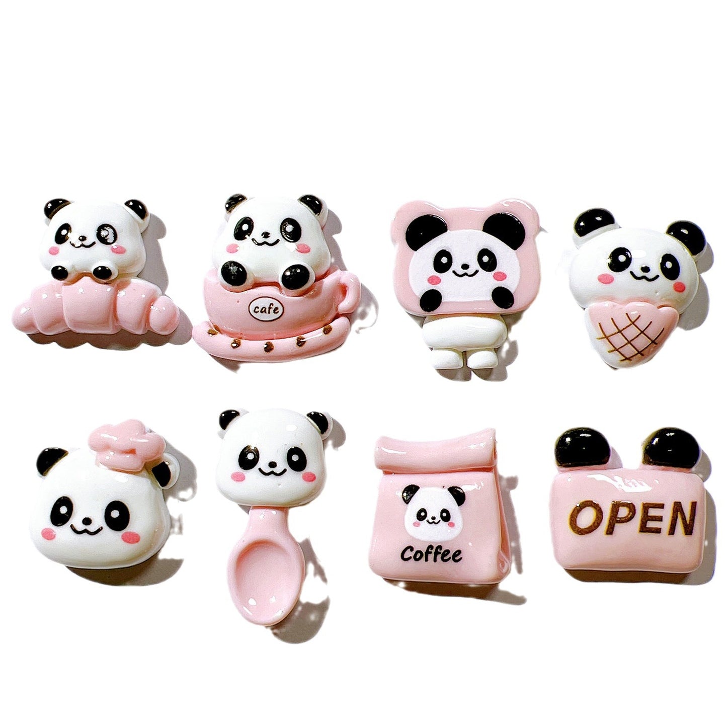 （5pic for1bag）Cutie diy charms resin patches handmade materials cream glue phone case diy kids hair accessories accessories pink bread bear