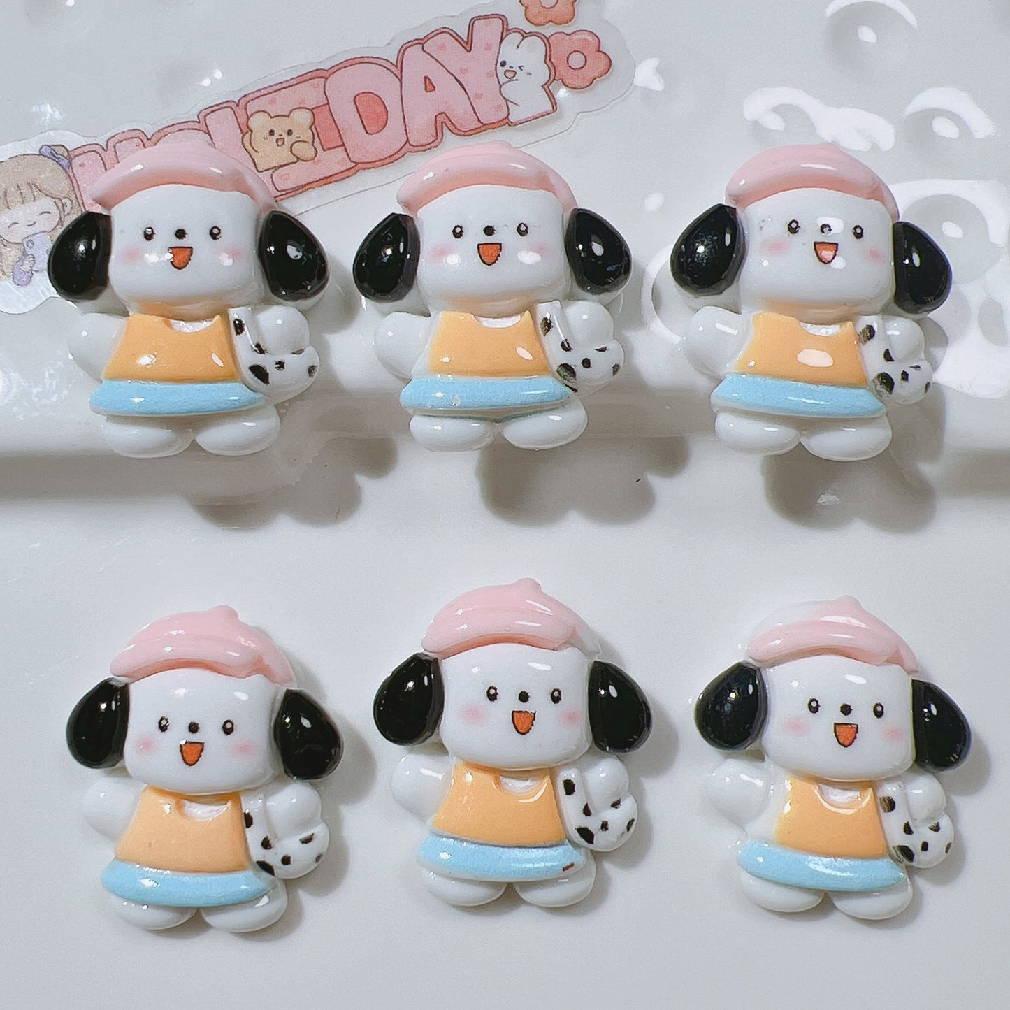 （5pic for 1bag）Cutie black ear dog diy resin charms （pack offline）