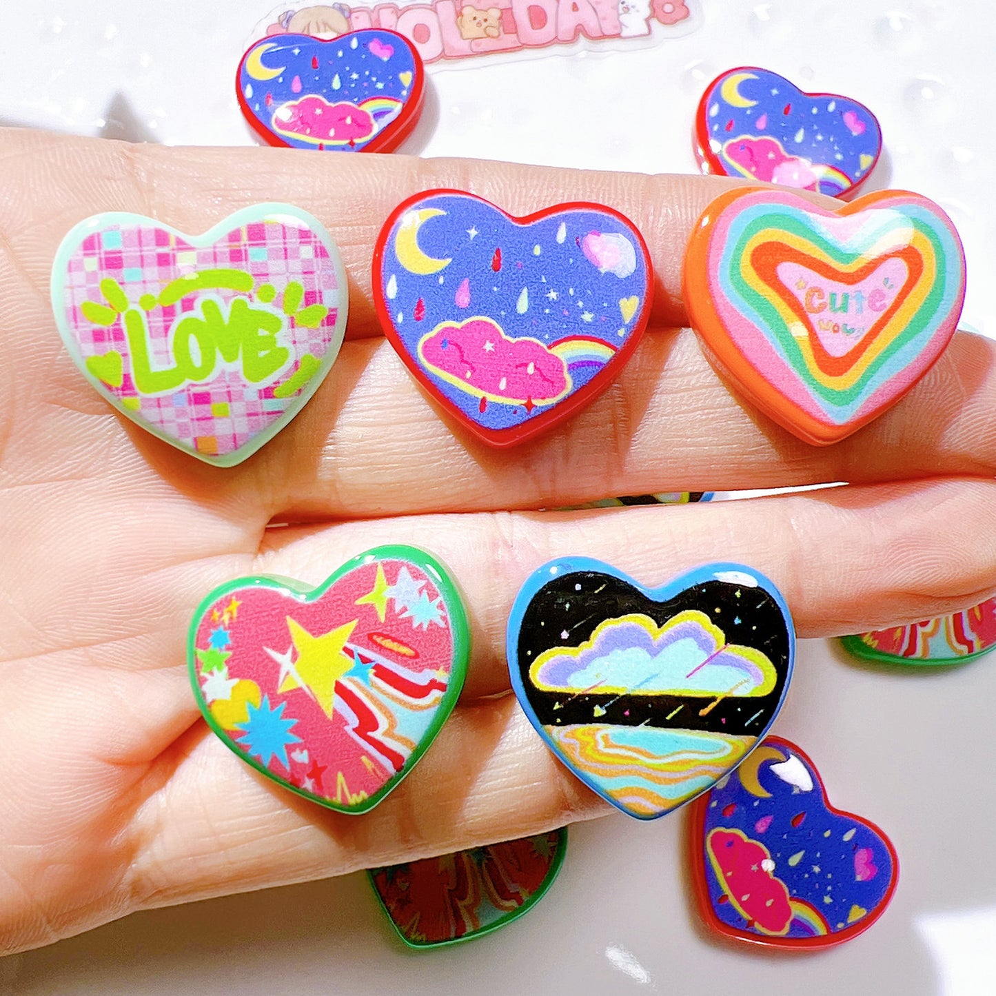 （5pic for1bag）Cutie heart diy charms resin （pack offline）