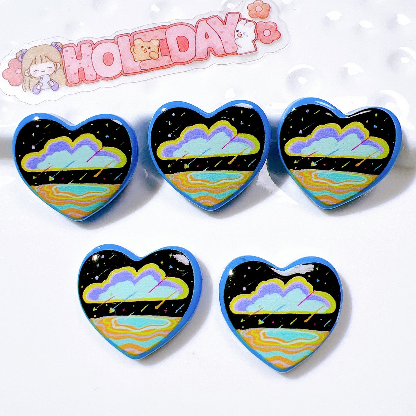 （5pic for1bag）Cutie heart diy charms resin （pack offline）