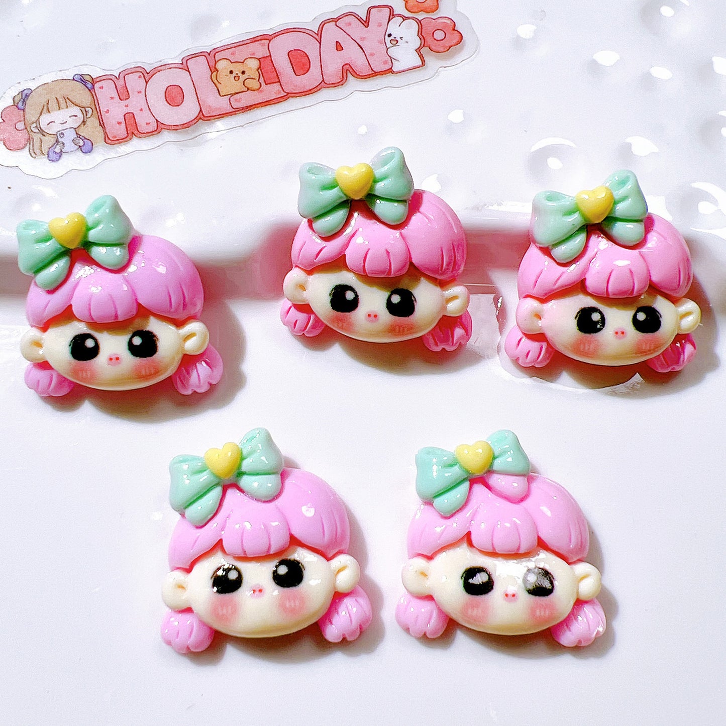 （5pic for1bag）Cutie bow tie girl diy  resin  charms（pack offline）