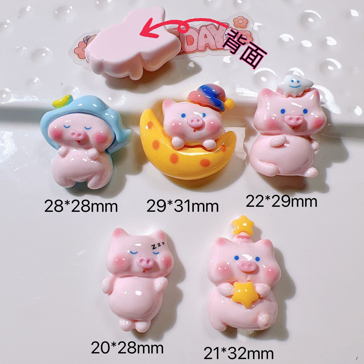 (5pic for 1 Bag)cutie Moon Pig Diy Resin Charms  (Pack Offline)