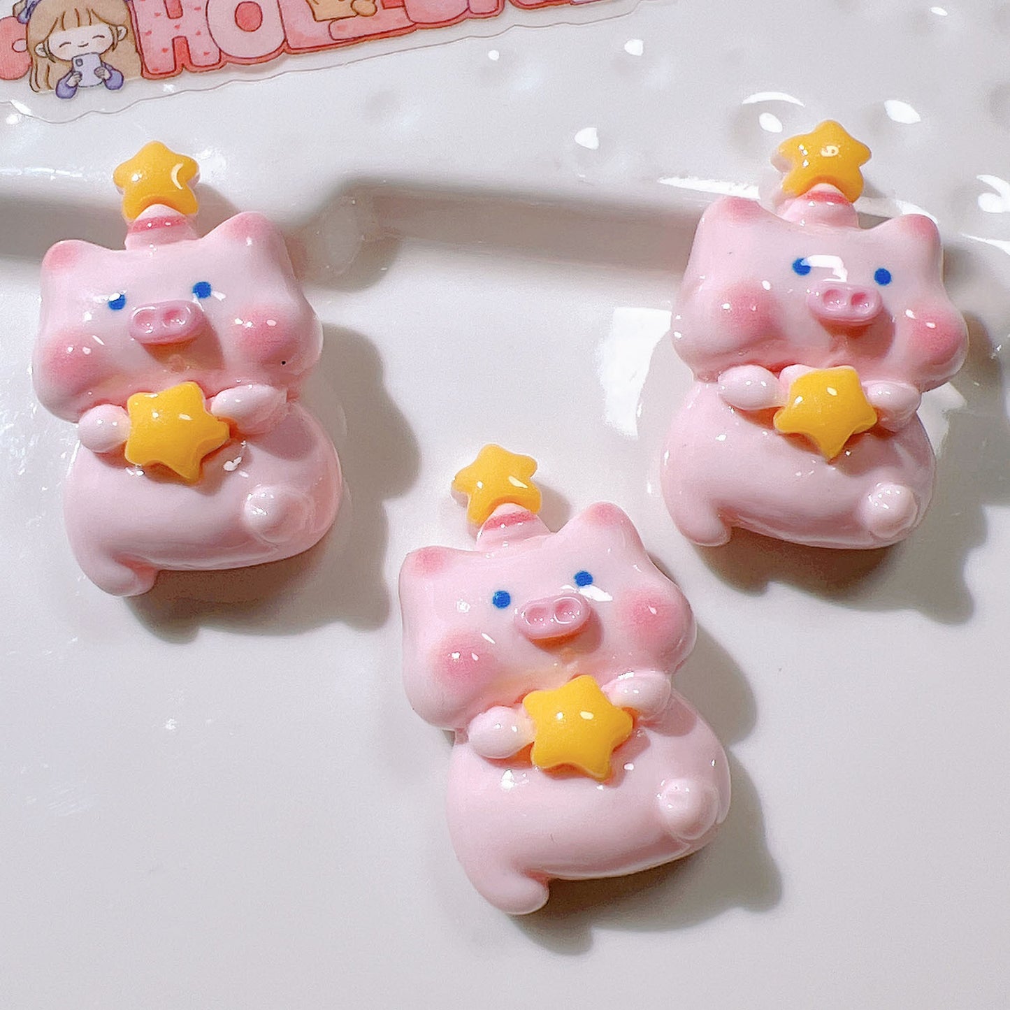 (5pic for 1 Bag)cutie Moon Pig Diy Resin Charms  (Pack Offline)