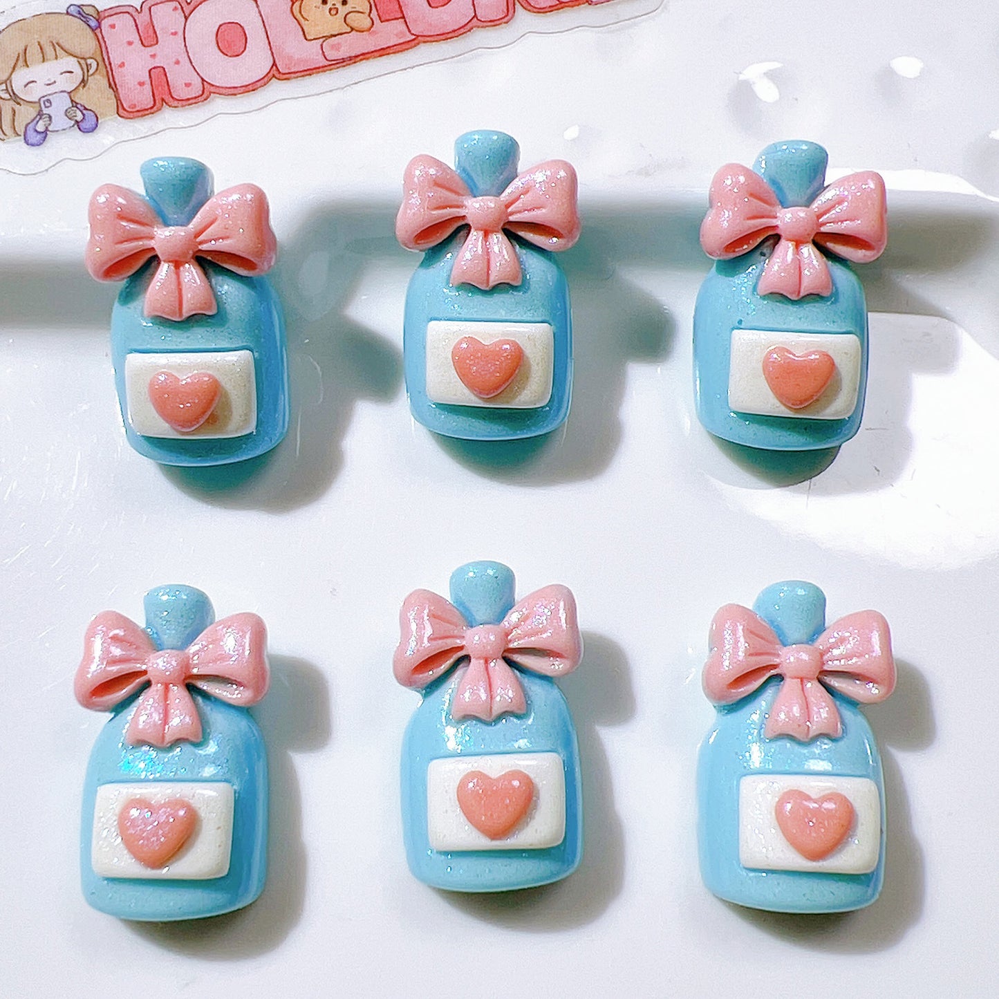 （5pic for1bag）Cutie pearl bow bottle  diy  resin charms（pack offline）