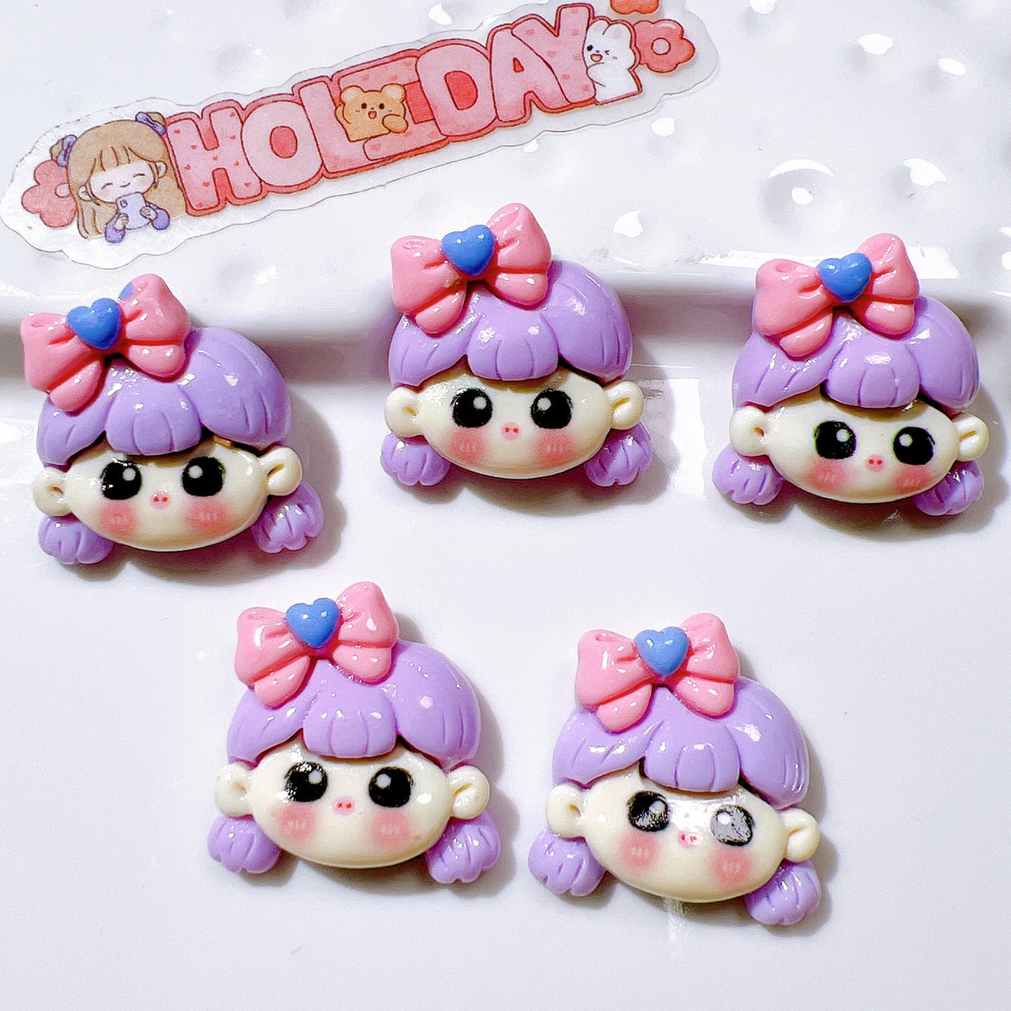 （5pic for1bag）Cutie bow tie girl diy  resin  charms（pack offline）