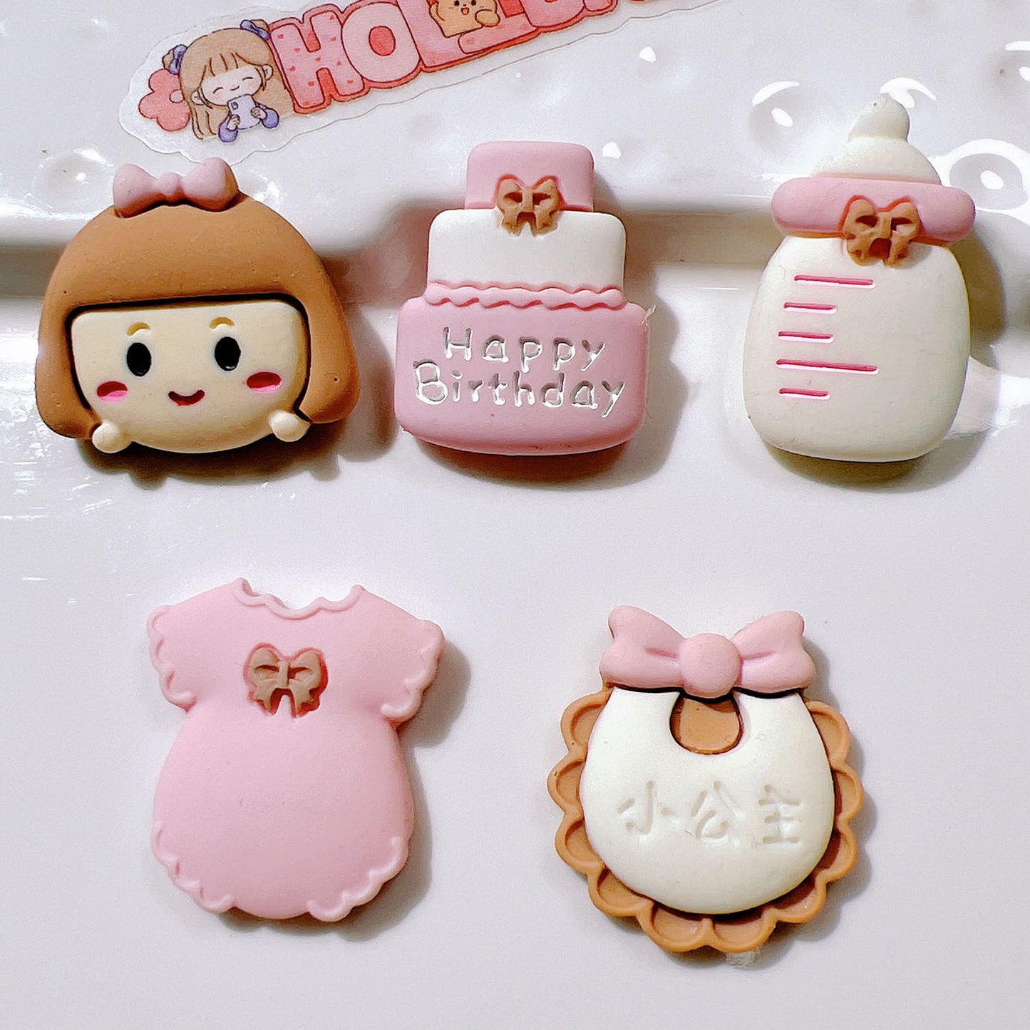 （5pic for 1bag）Cutie Girl Bibs Diy Resin Charms （pack Offline）