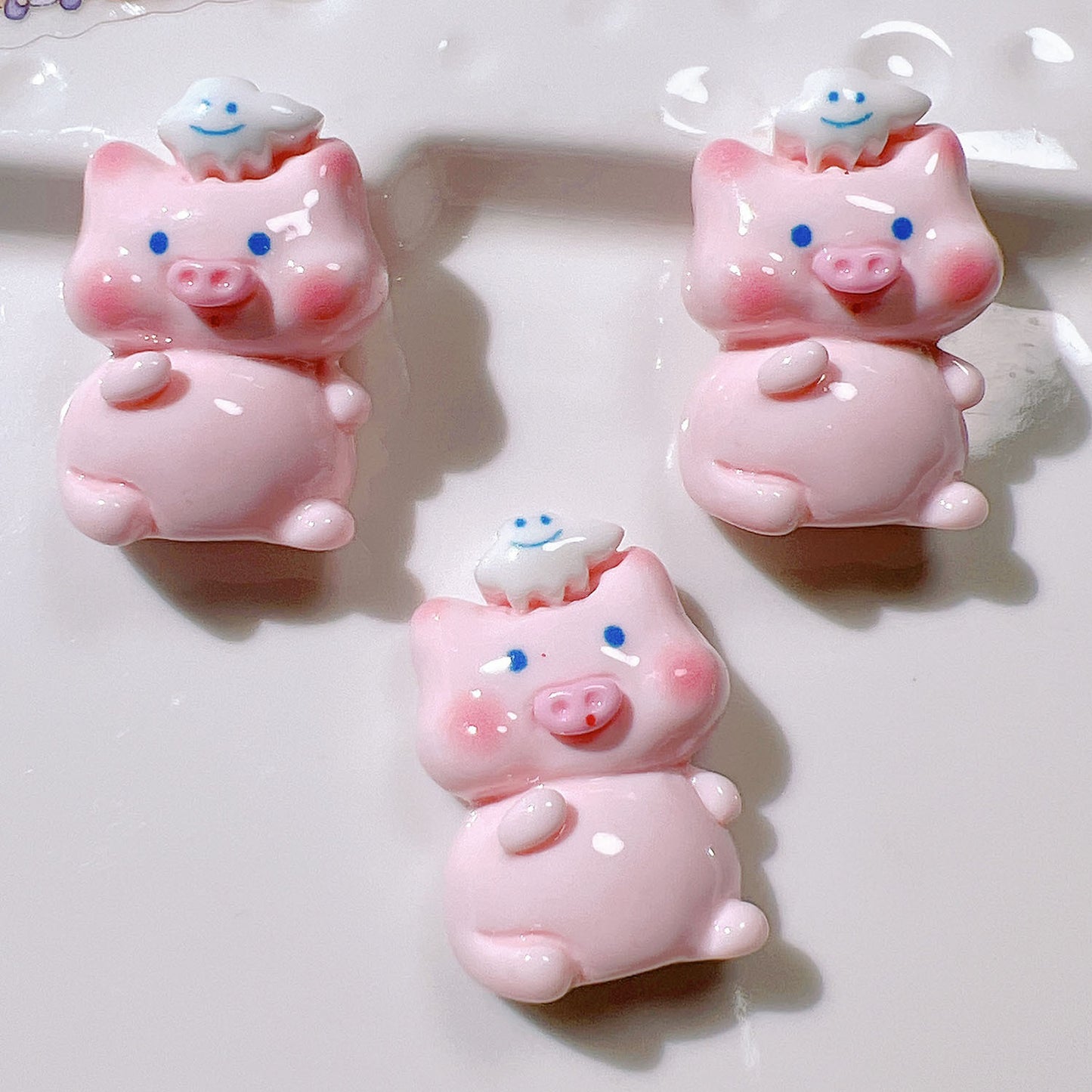 (5pic for 1 Bag)cutie Moon Pig Diy Resin Charms  (Pack Offline)