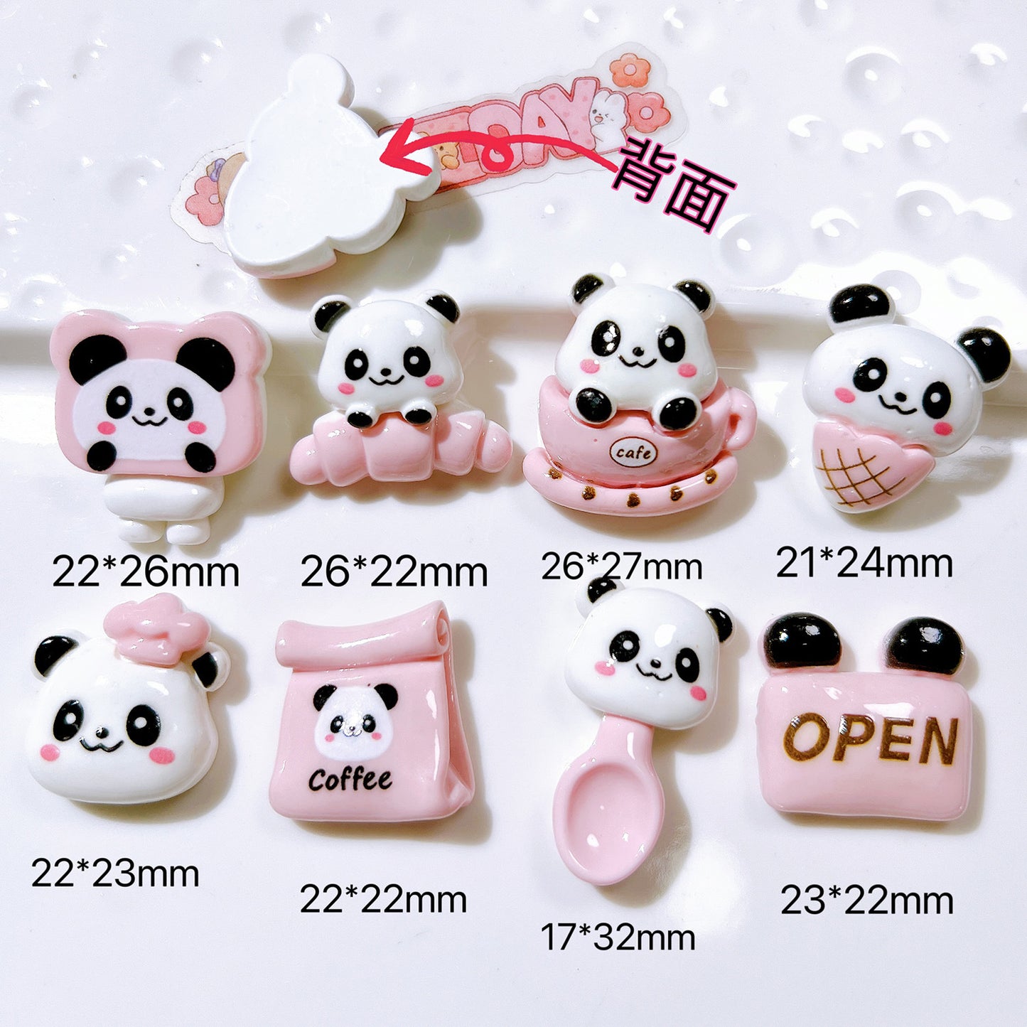 （5pic for1bag）Cutie diy charms resin patches handmade materials cream glue phone case diy kids hair accessories accessories pink bread bear