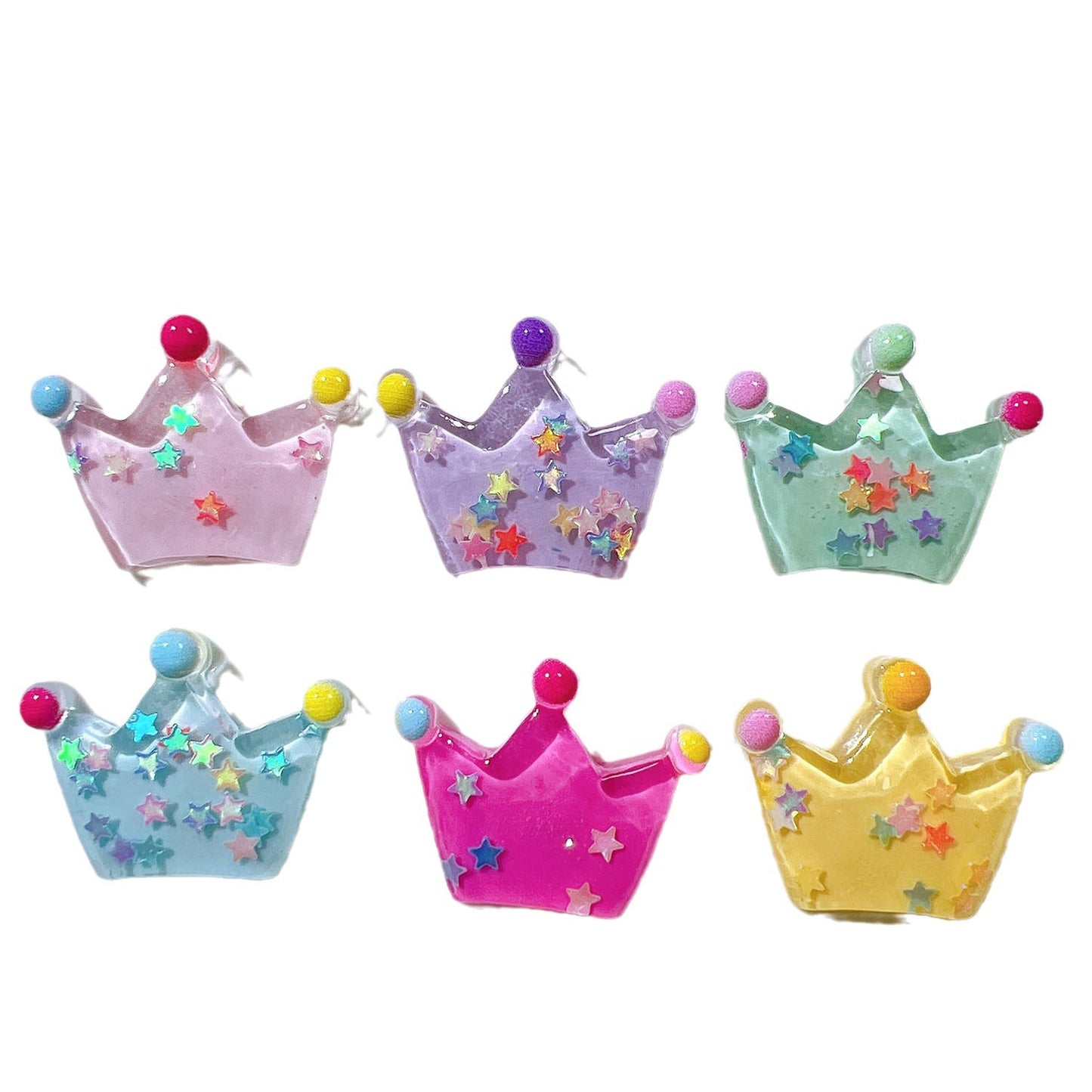 (5pic for 1 Bag) Cutie Transparent Sequins Crown DIY Resin Charms  (Pack Offline)