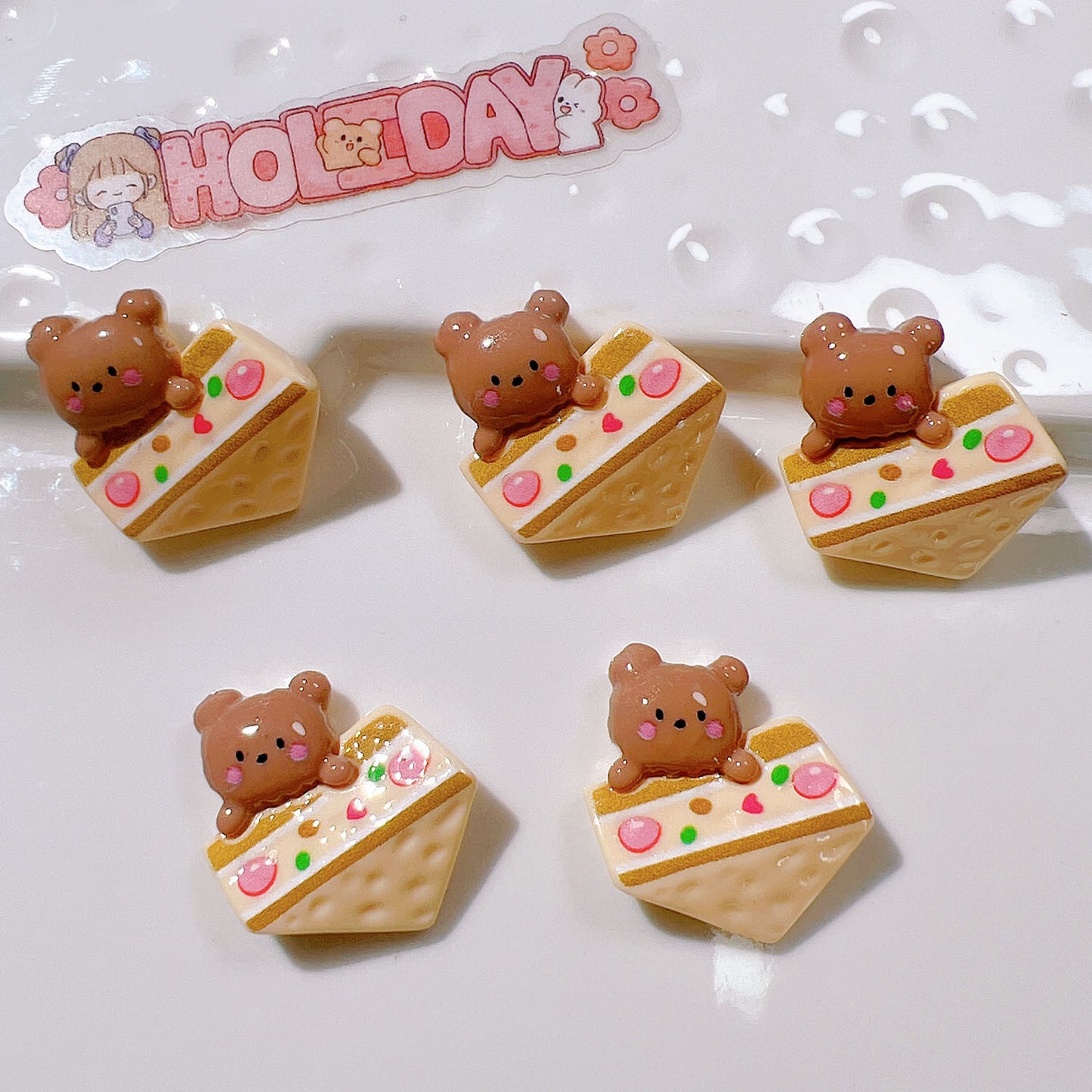 （5pic for 1bag）Cutie biscuit bear diy resin charms （pack offline）