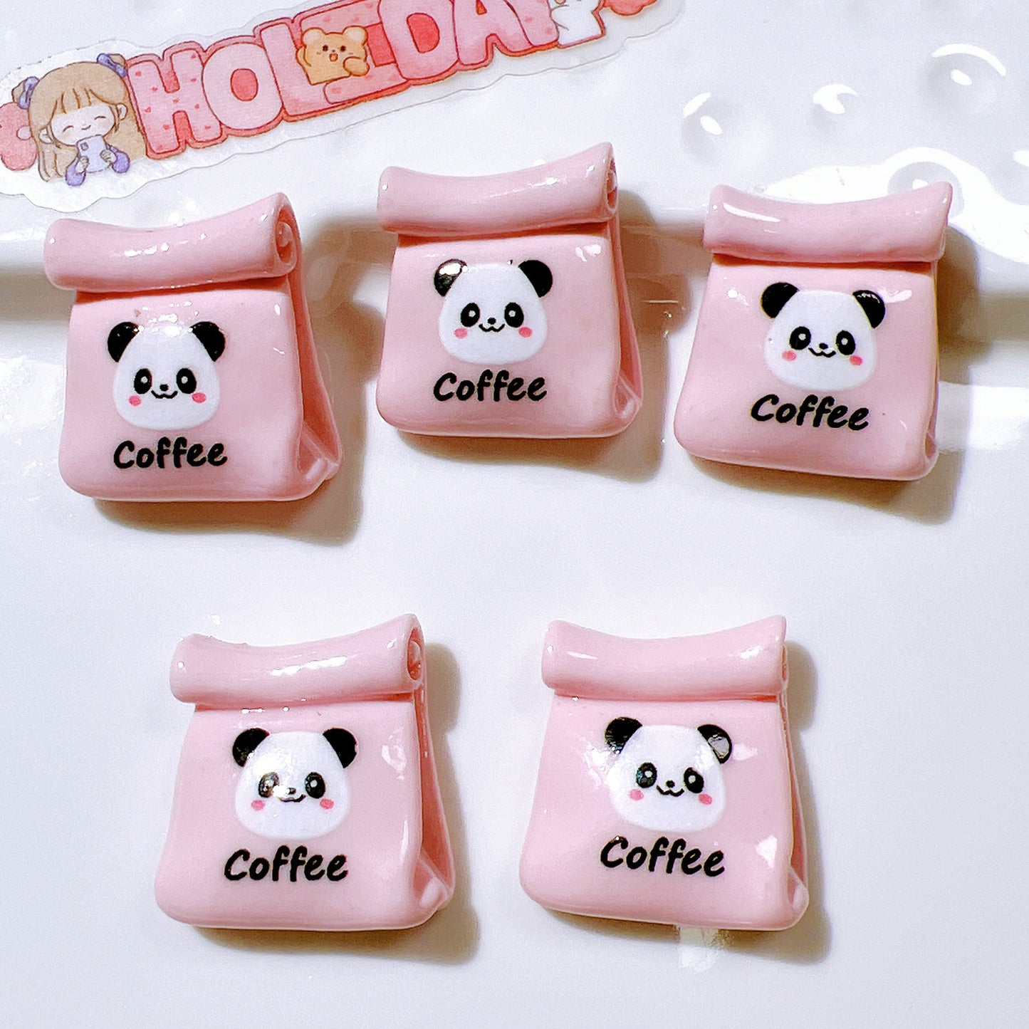 （5pic for1bag）Cutie diy charms resin patches handmade materials cream glue phone case diy kids hair accessories accessories pink bread bear