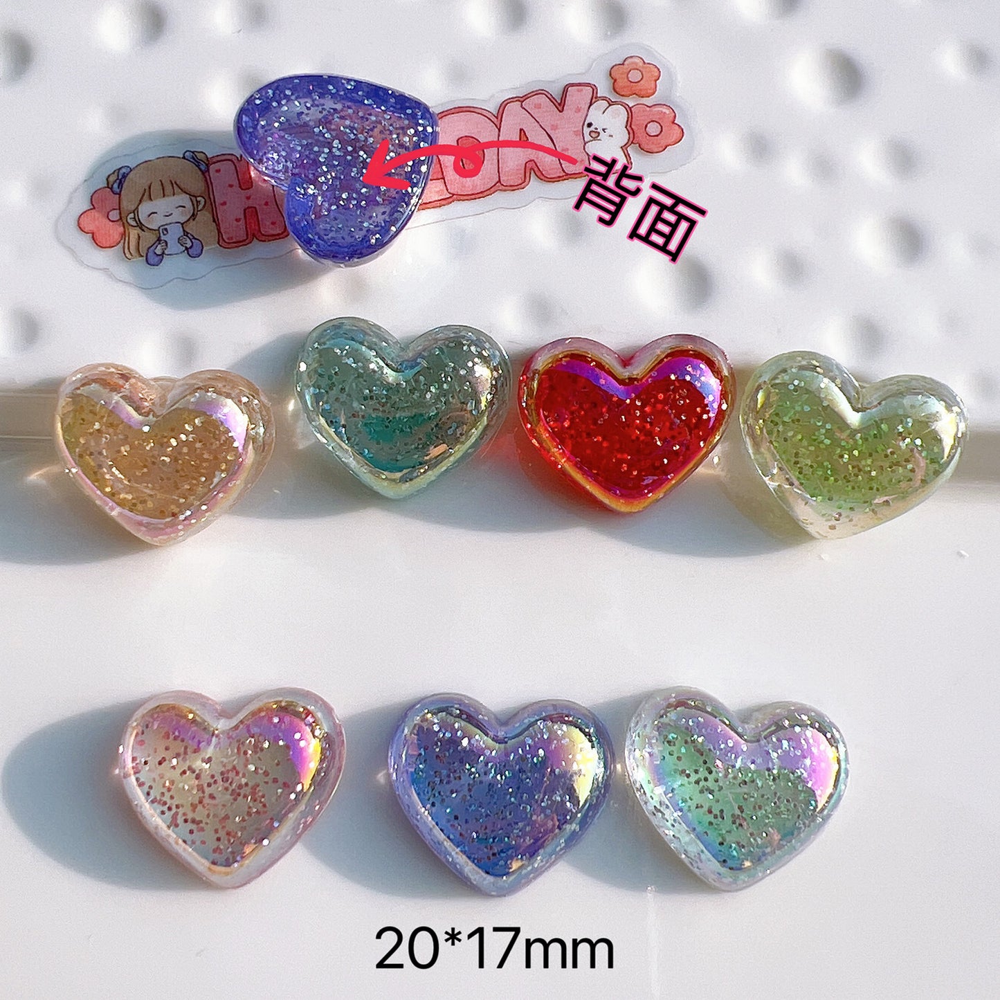 (5pic for 1 Bag) Cuteacrylic Glitter Pink Love Charms (Pack Offline)