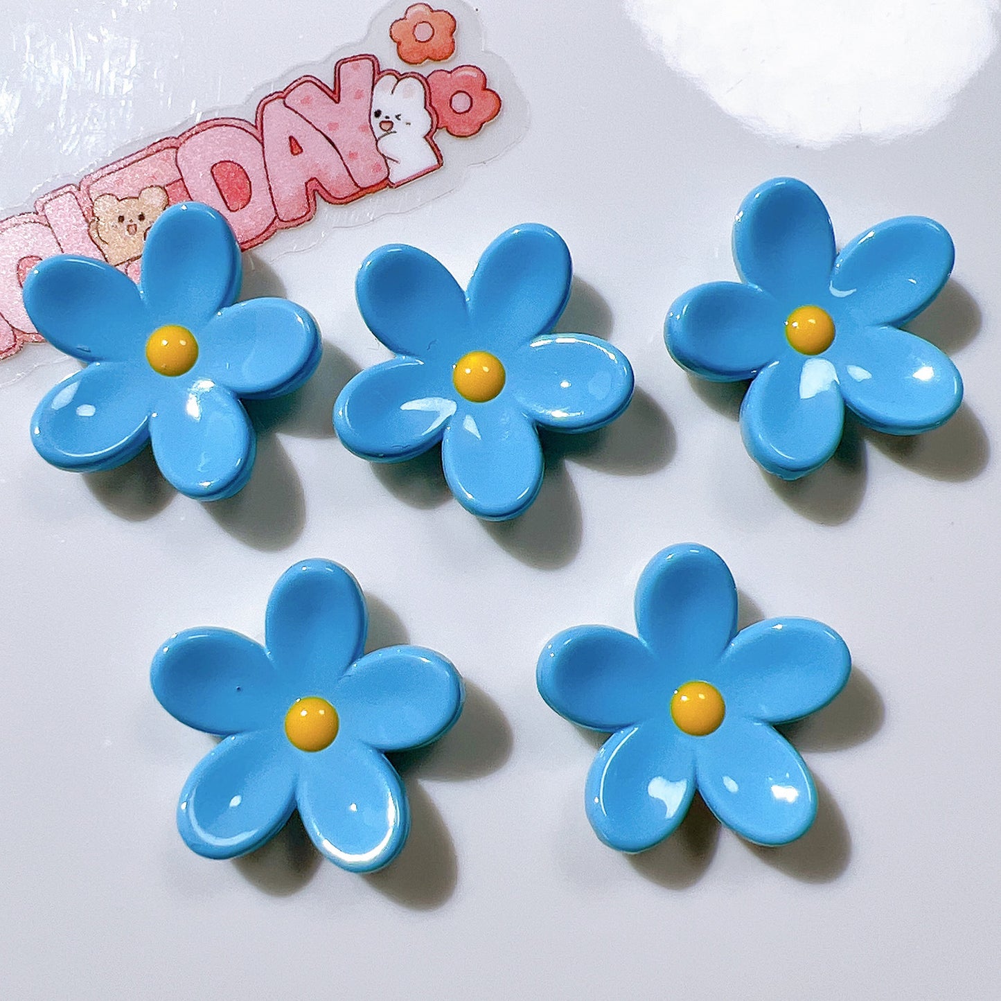 (5pic for 1 Bag) Cute Raised Edge Flowers DIY Resin Charms   (Pack Offline)