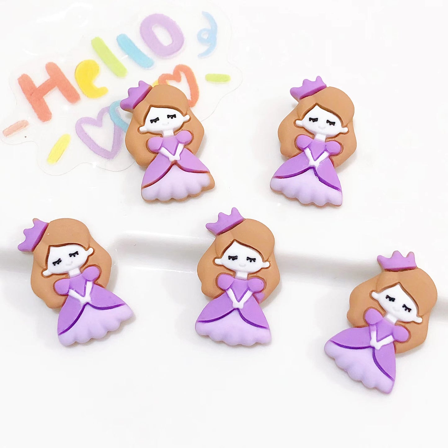 (5pic for 1 Bag) Cute Purple Princess Crown DIY Resin Charms (Pack Offline)