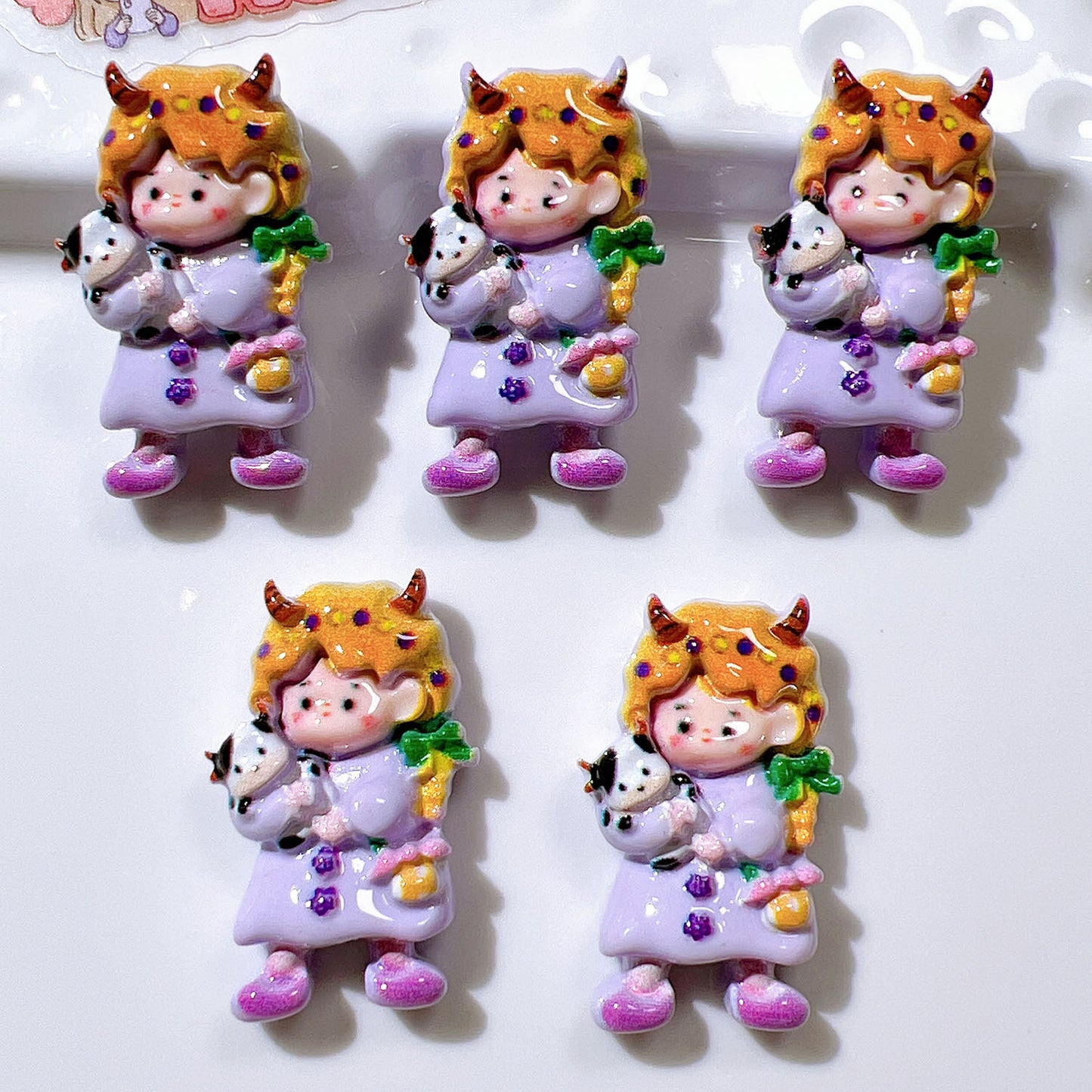 (5pic for 1 Bag) Cutie Constellation Girls DIY Resin Charms  (Pack Offline)