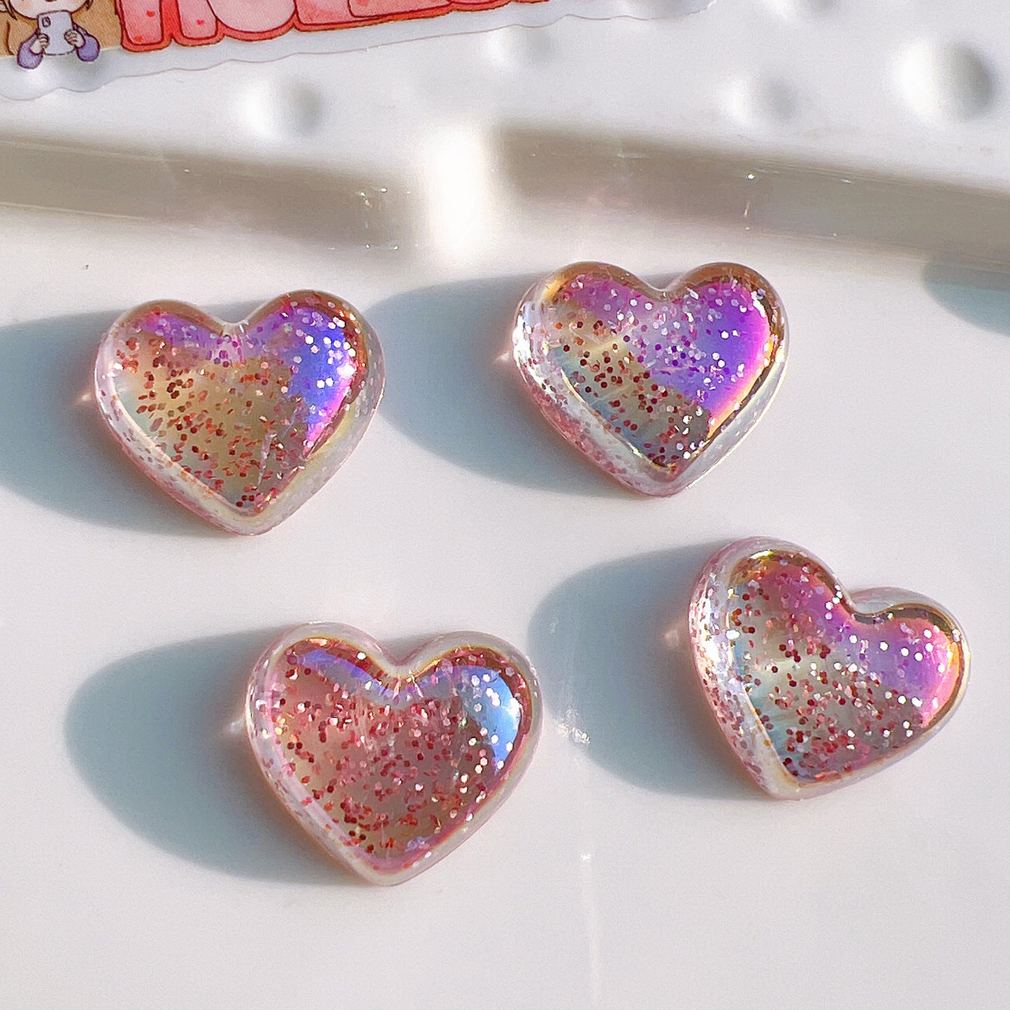 (5pic for 1 Bag) Cuteacrylic Glitter Pink Love Charms (Pack Offline)