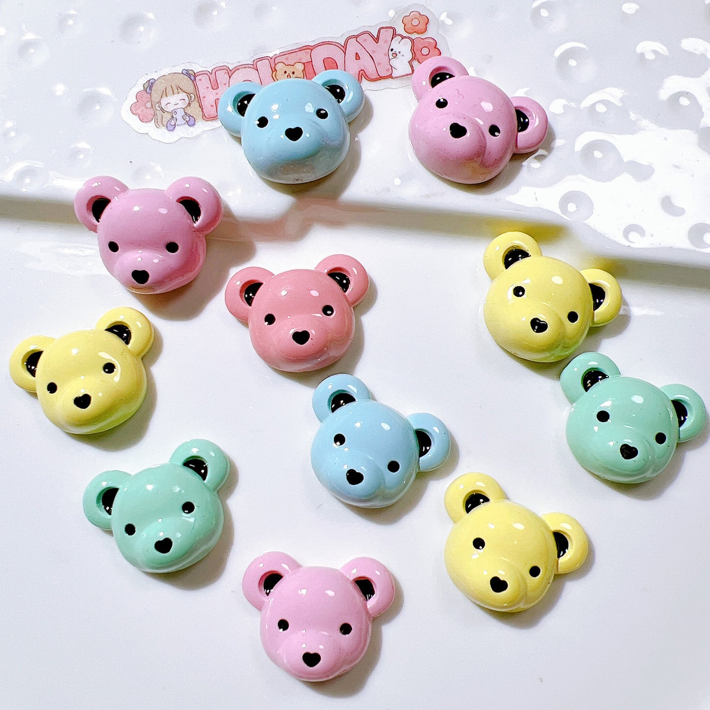 （5pic for1bag）Cutie bear head diy resin charms （pack offline）