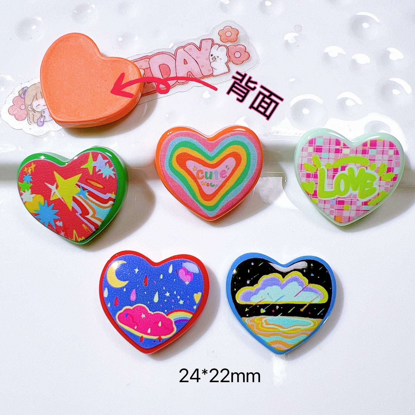 （5pic for1bag）Cutie heart diy charms resin （pack offline）