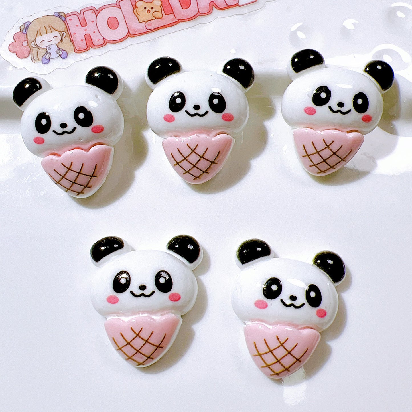 （5pic for1bag）Cutie diy charms resin patches handmade materials cream glue phone case diy kids hair accessories accessories pink bread bear