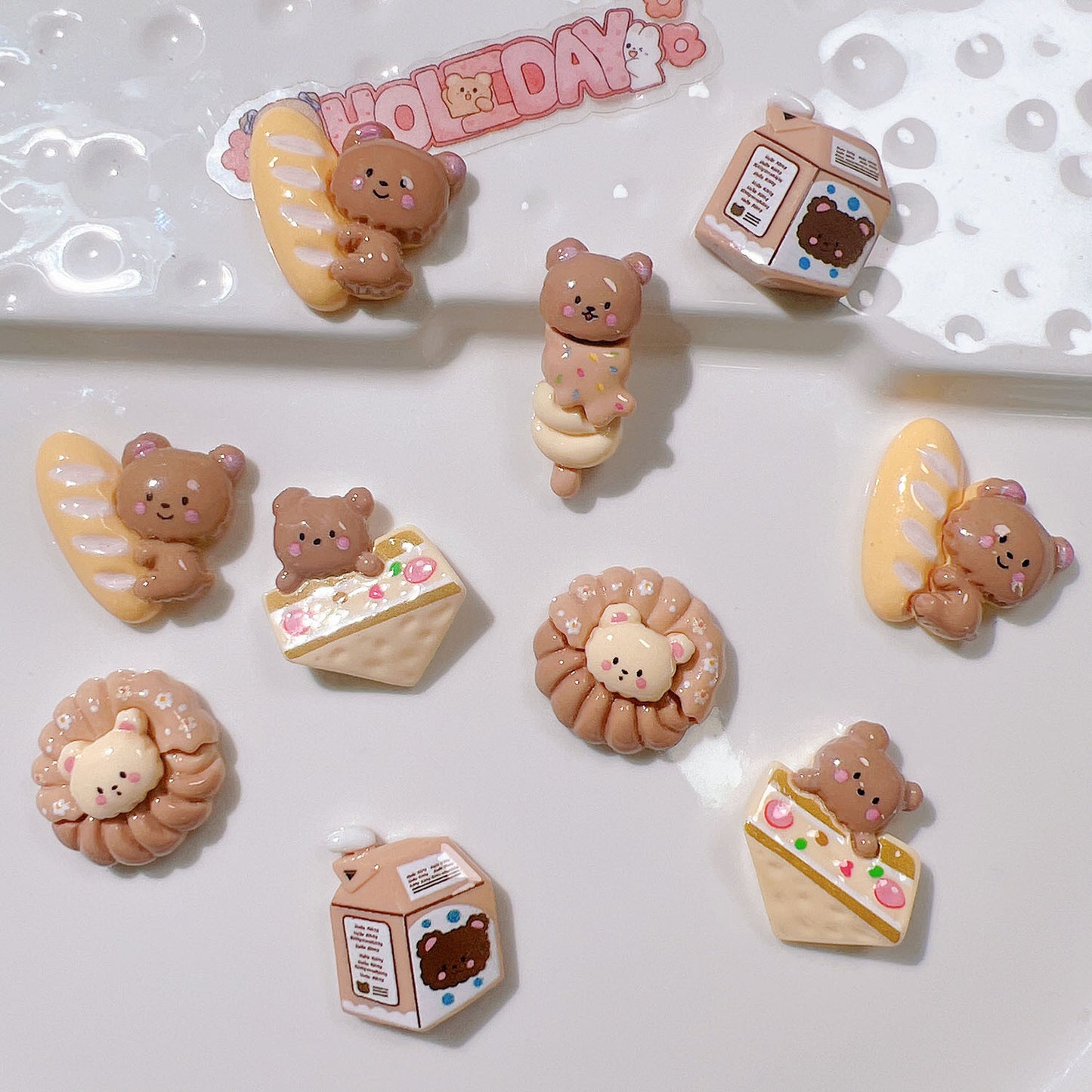 （5pic for 1bag）Cutie biscuit bear diy resin charms （pack offline）