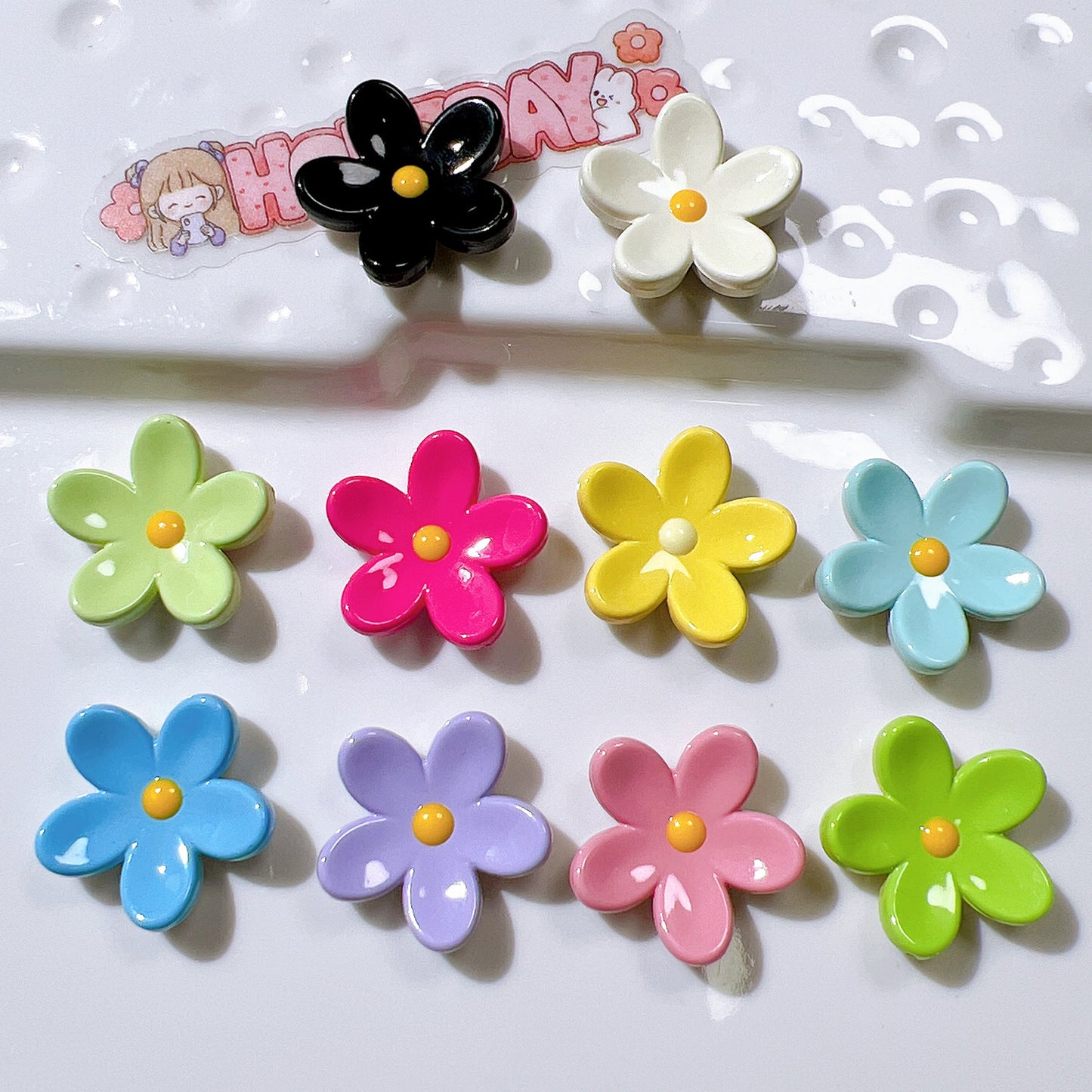 (5pic for 1 Bag) Cute Raised Edge Flowers DIY Resin Charms   (Pack Offline)