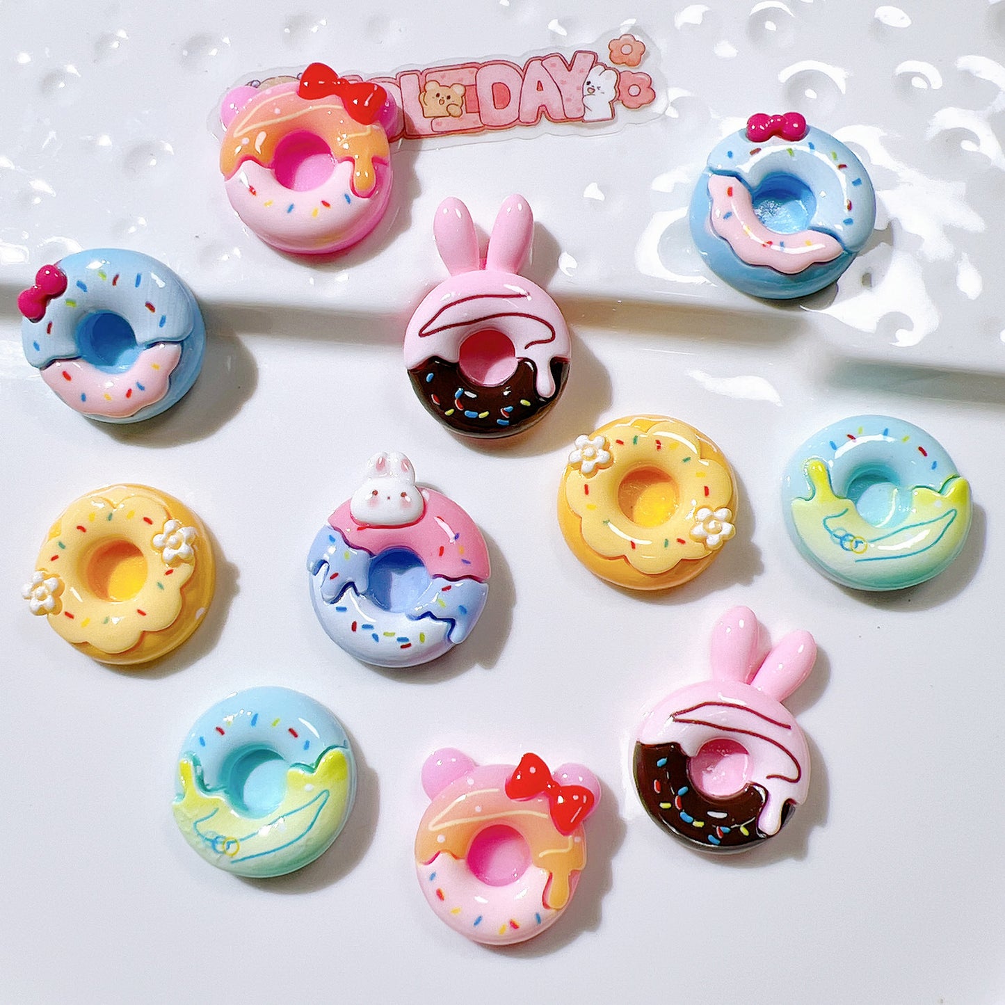 (5pic for 1 Bag) Cutie  Rabbit Donut  DIY Resin Charms(Pack Offline)