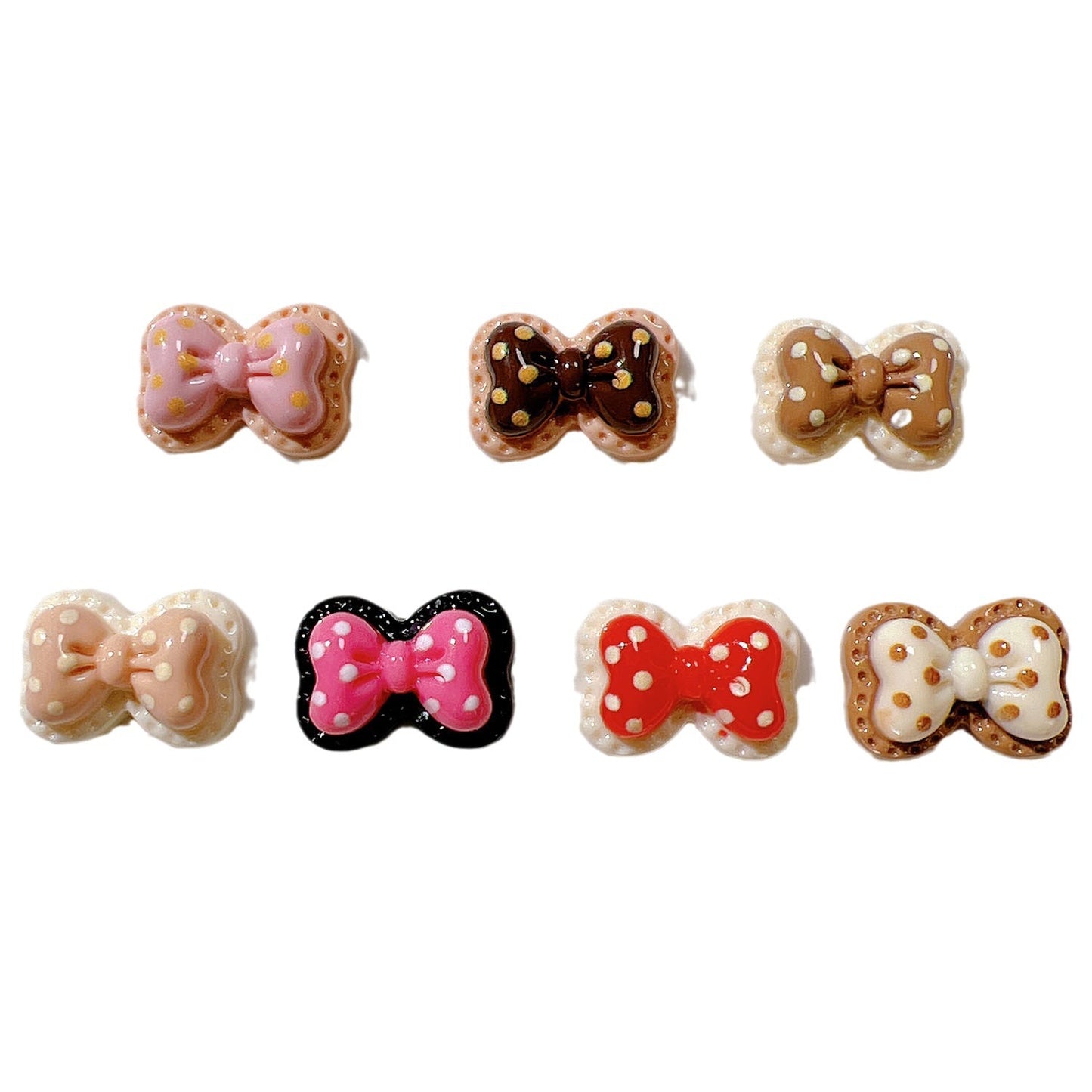 (5pic for 1 Bag) Cutie Mini Double-layer Dot Bow  DIY Resin Charms  (Pack Offline)