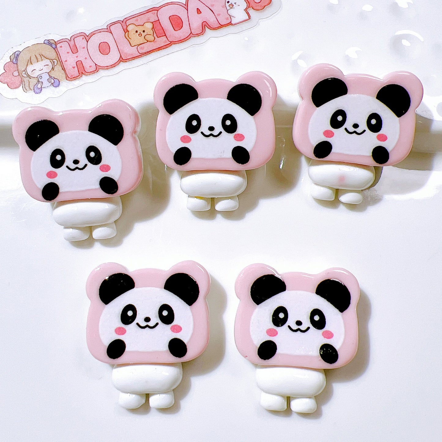 （5pic for1bag）Cutie diy charms resin patches handmade materials cream glue phone case diy kids hair accessories accessories pink bread bear