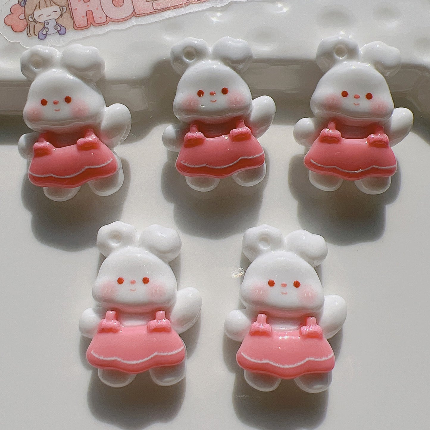 （5pic for 1bag）Cutie rabbit diy resin charms（pack offline）