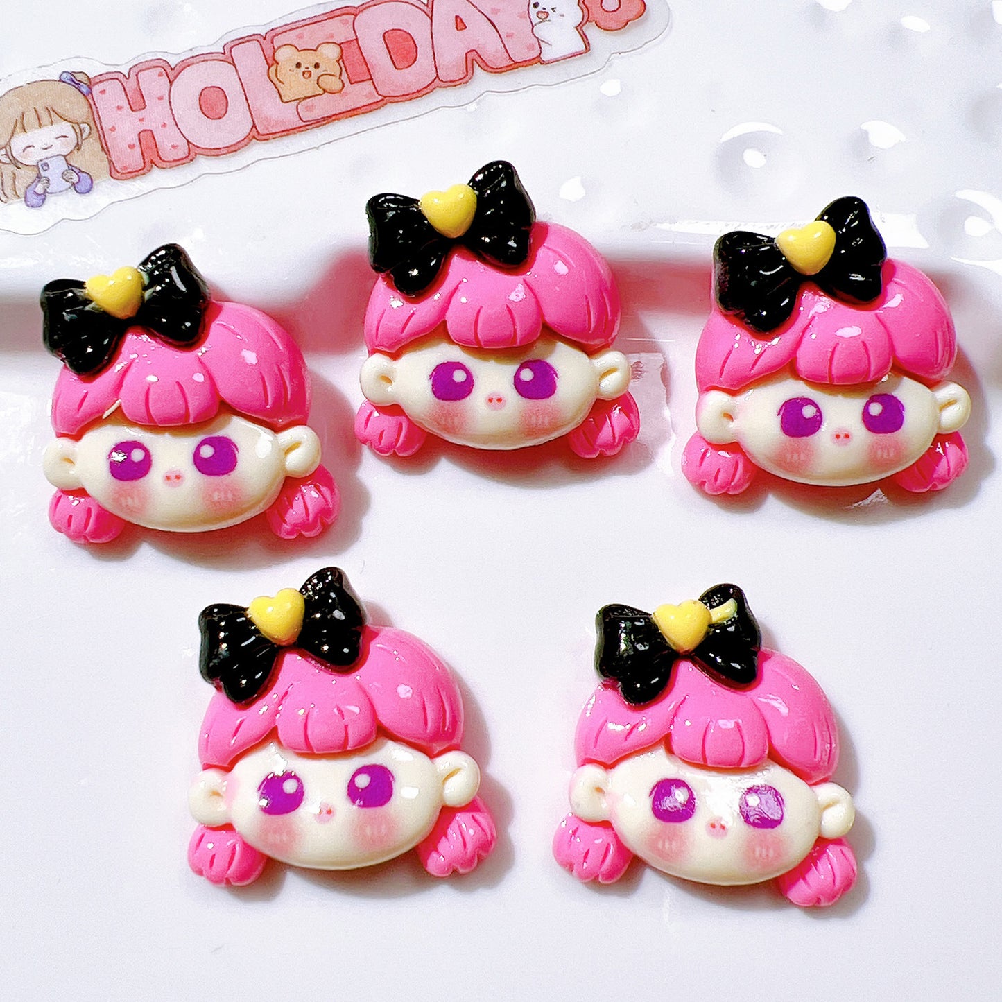 （5pic for1bag）Cutie bow tie girl diy  resin  charms（pack offline）