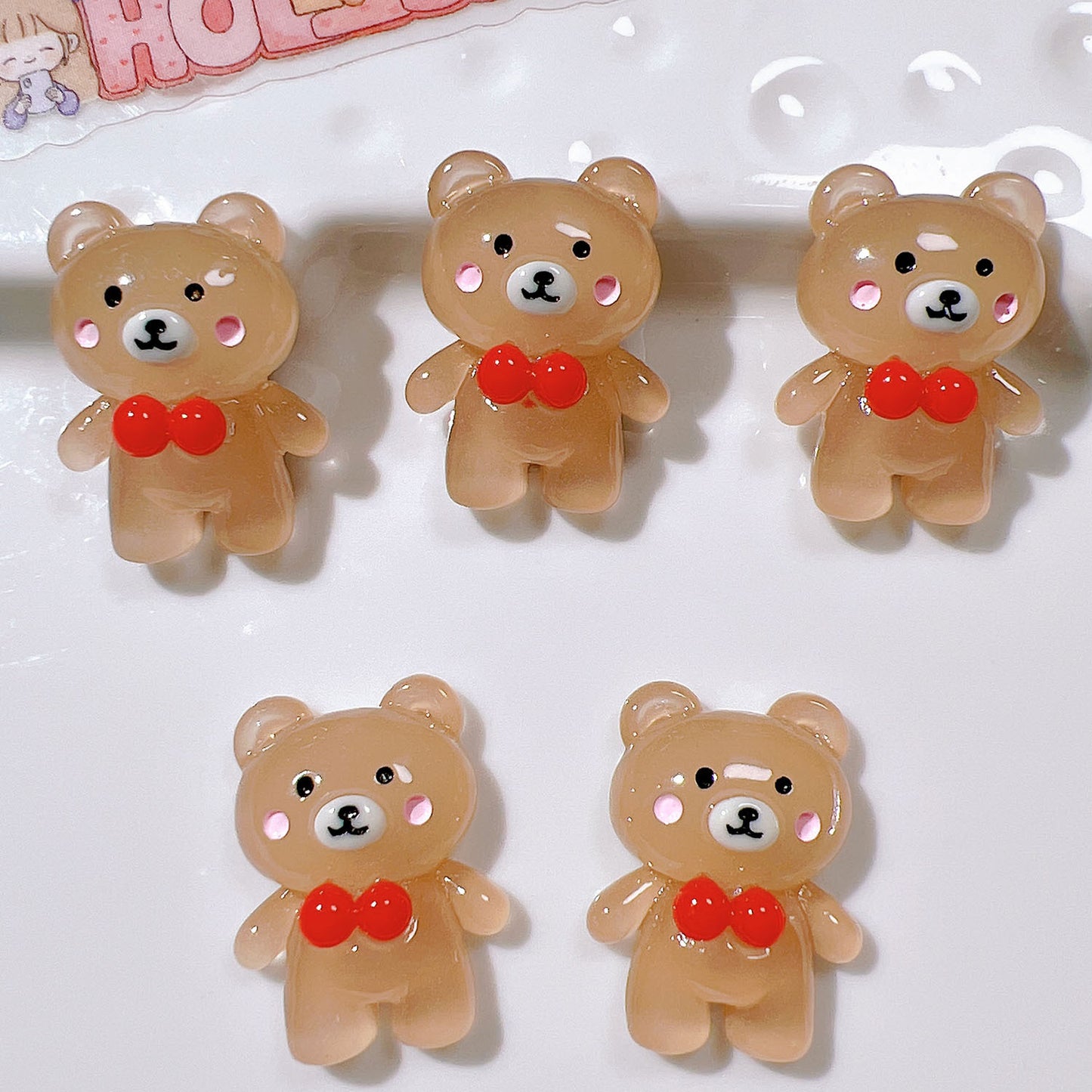 (5pic for 1 Bag) Cute Night Glowing Bunny Bear DIY Resin Charms  (Pack Offline)