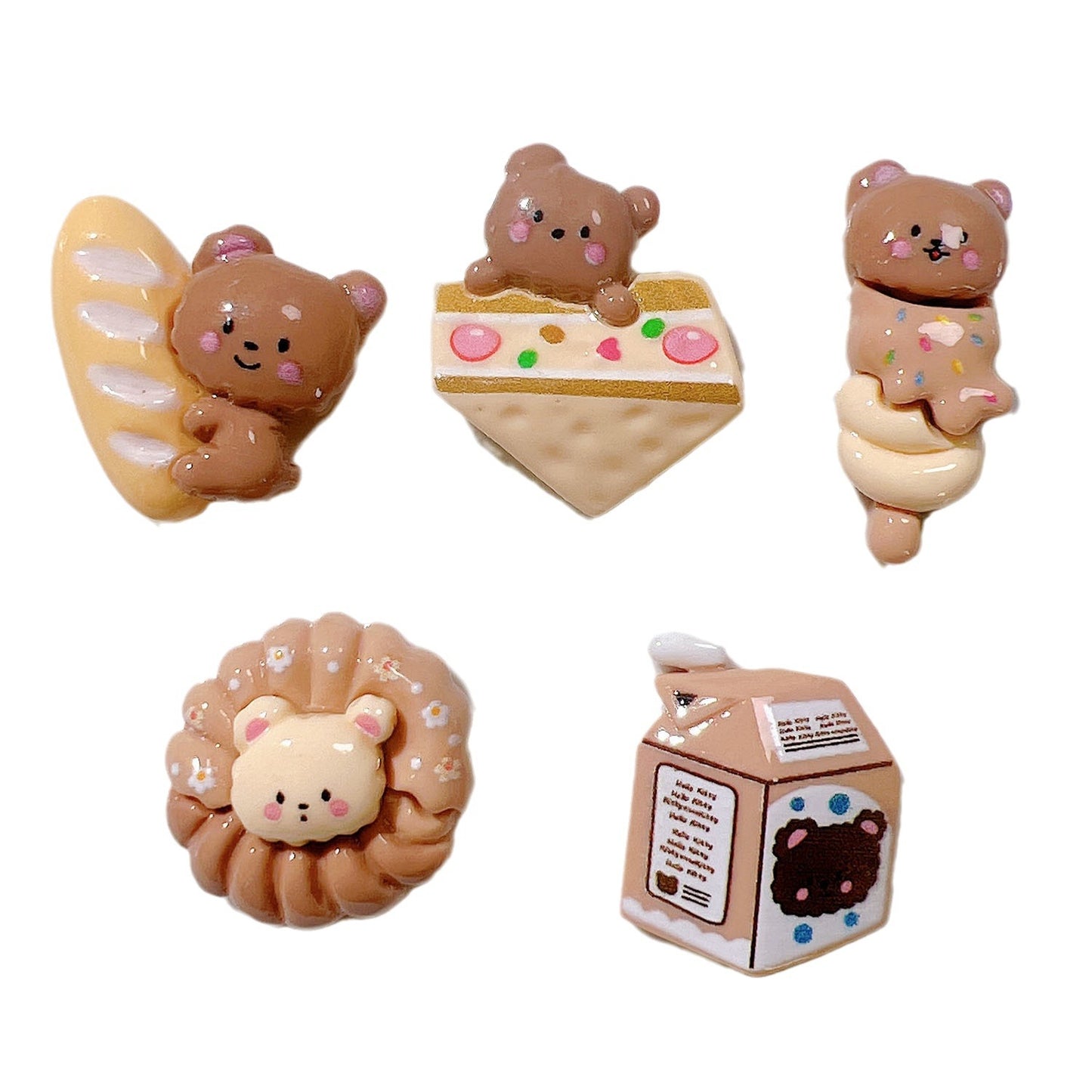 （5pic for 1bag）Cutie biscuit bear diy resin charms （pack offline）