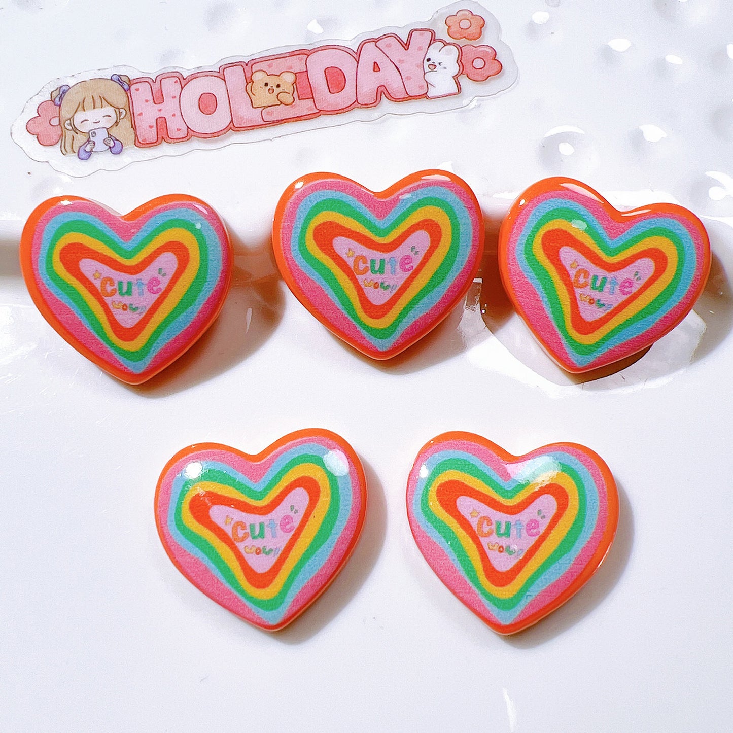 （5pic for1bag）Cutie heart diy charms resin （pack offline）