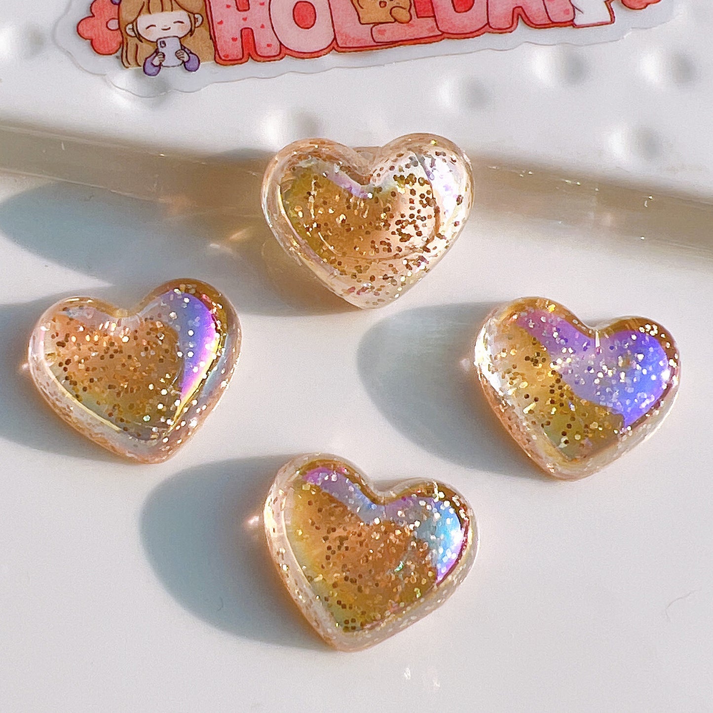 (5pic for 1 Bag) Cuteacrylic Glitter Pink Love Charms (Pack Offline)