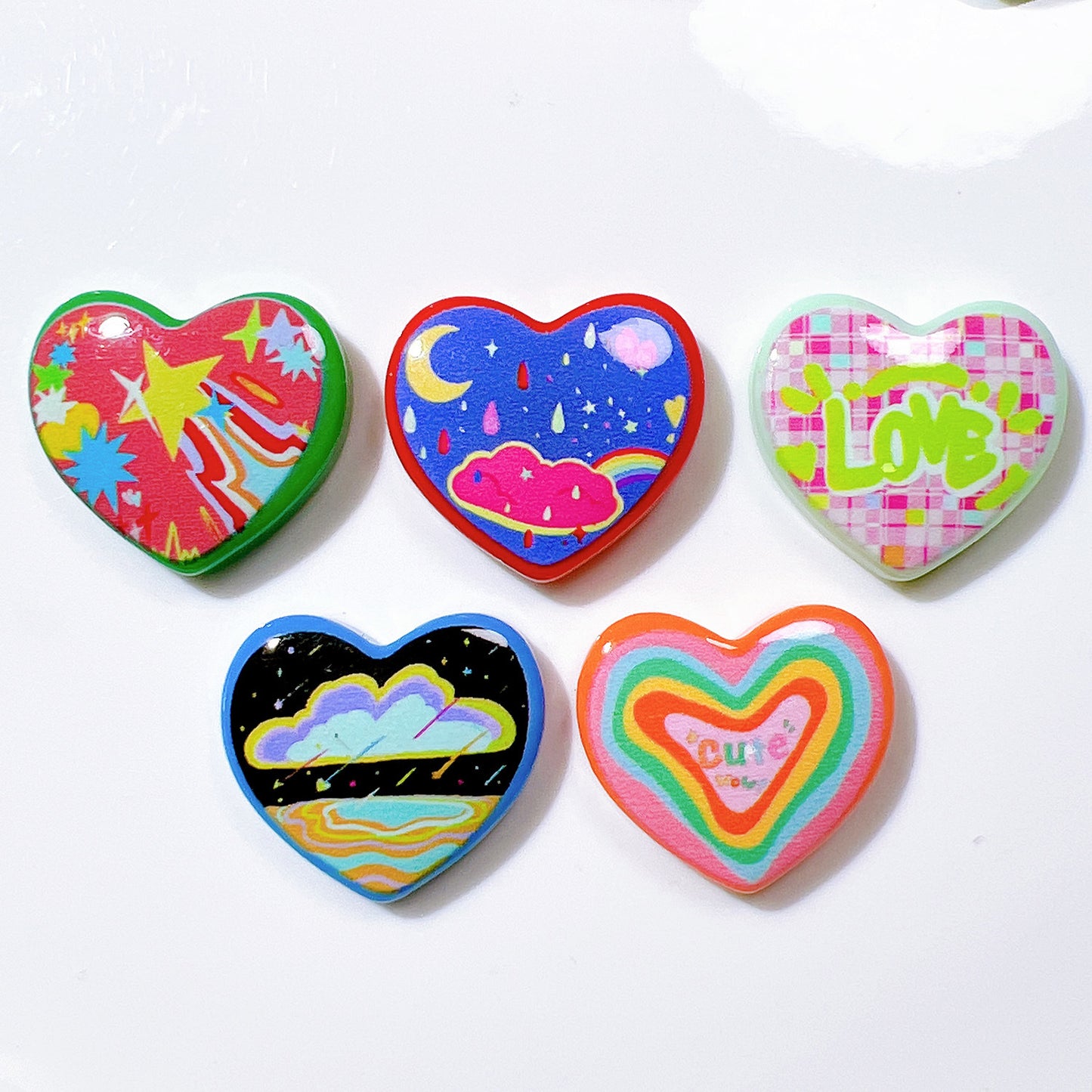 （5pic for1bag）Cutie heart diy charms resin （pack offline）