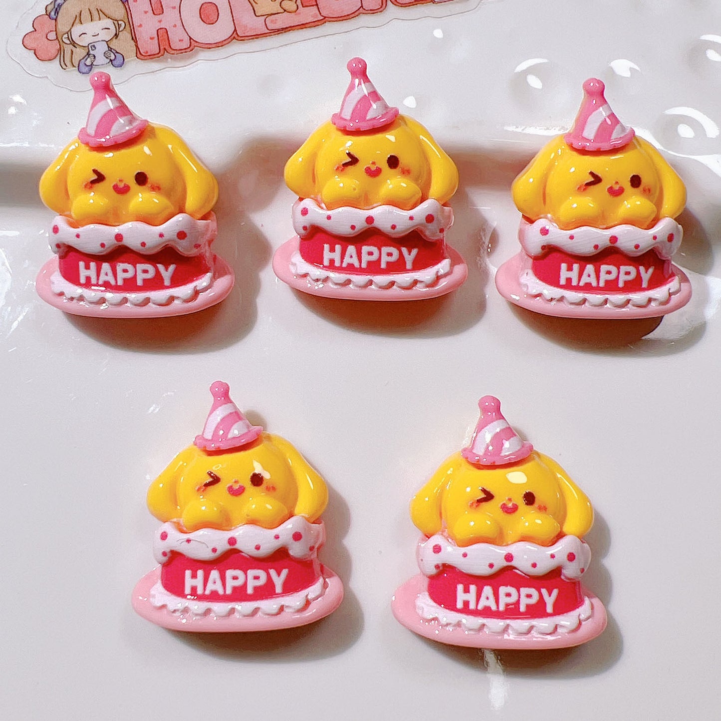 （5pic for 1bag）Cutie Happy Cat Cake Diy Resin Charms （pack Offline）