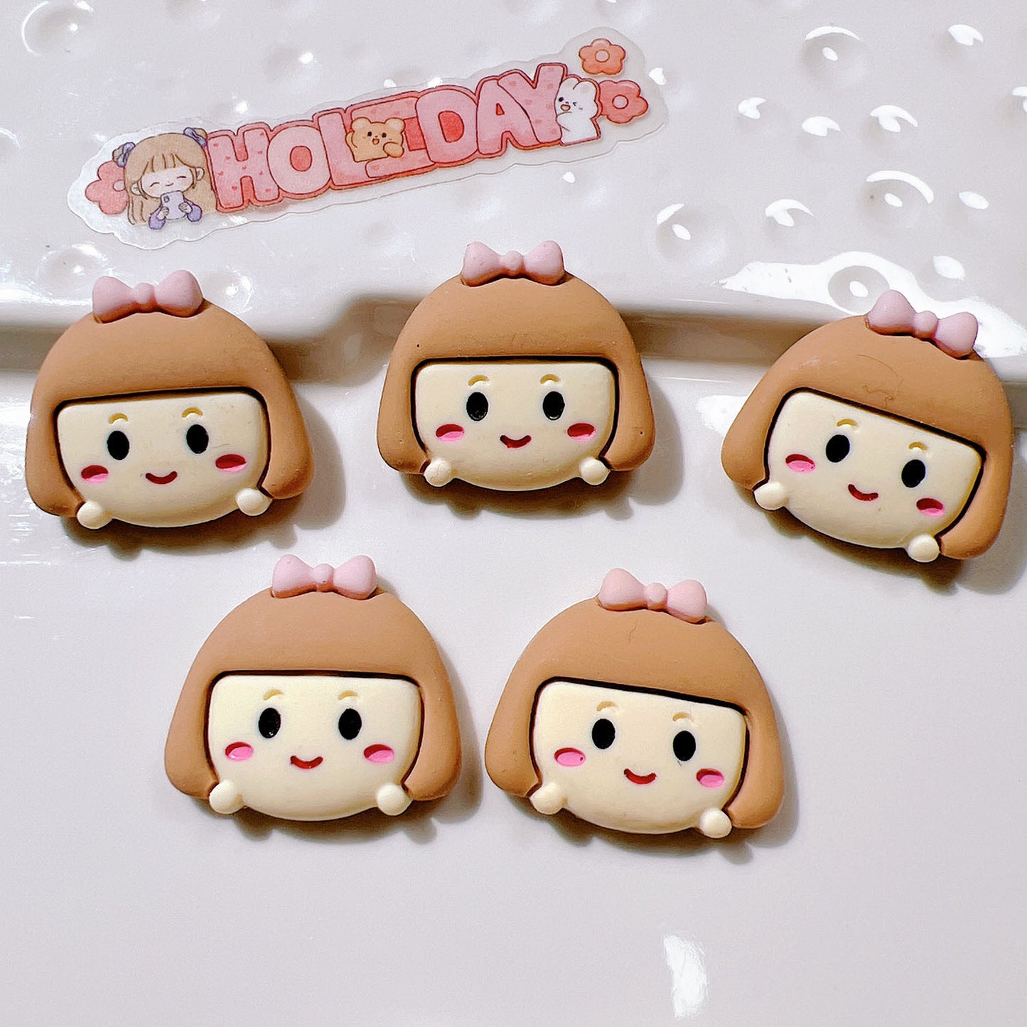 （5pic for 1bag）Cutie Girl Bibs Diy Resin Charms （pack Offline）