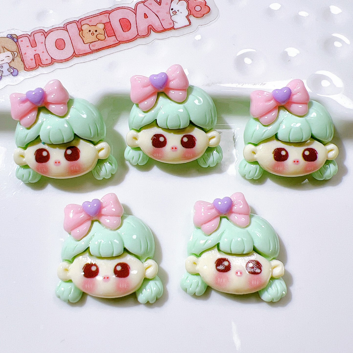 （5pic for1bag）Cutie bow tie girl diy  resin  charms（pack offline）