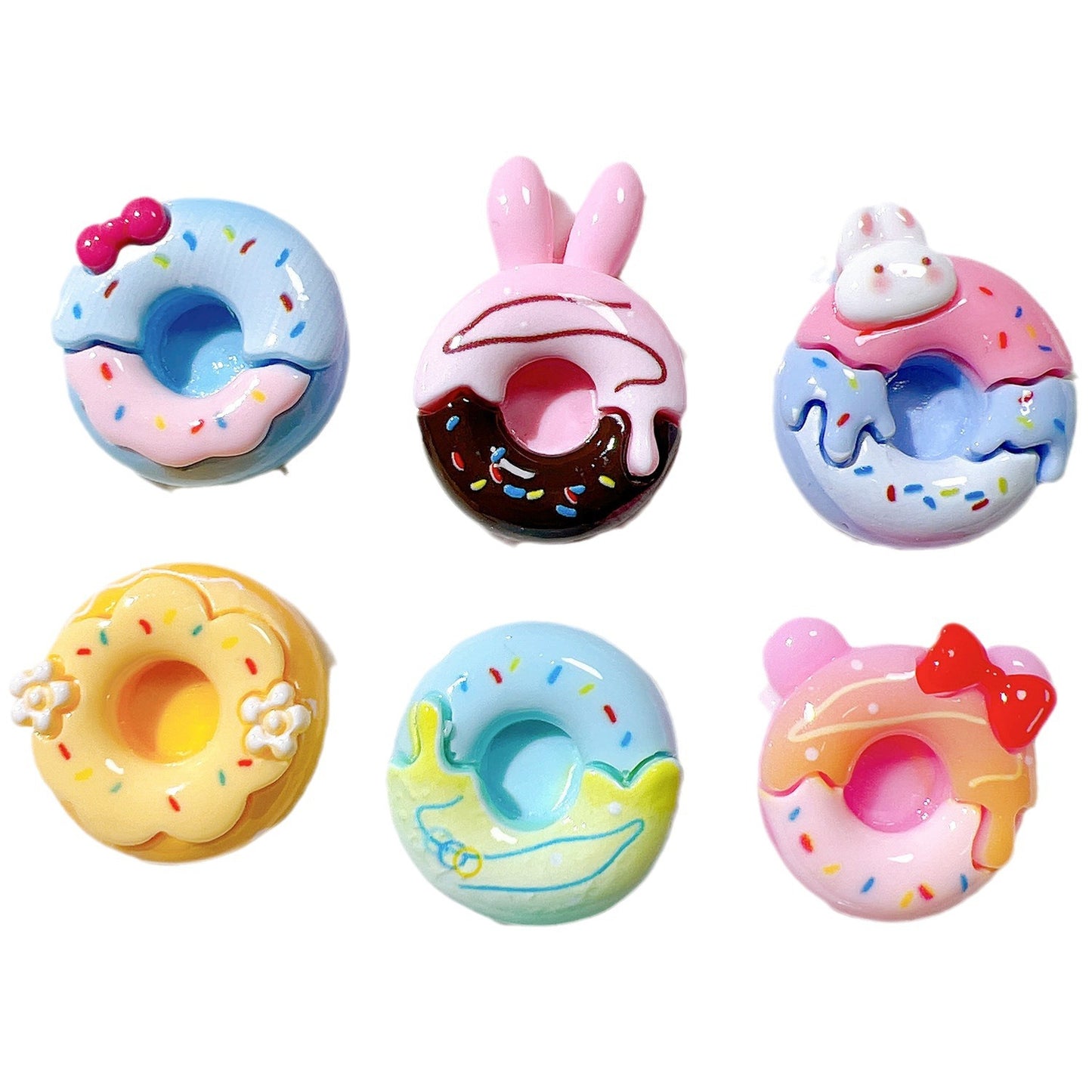 (5pic for 1 Bag) Cutie  Rabbit Donut  DIY Resin Charms(Pack Offline)