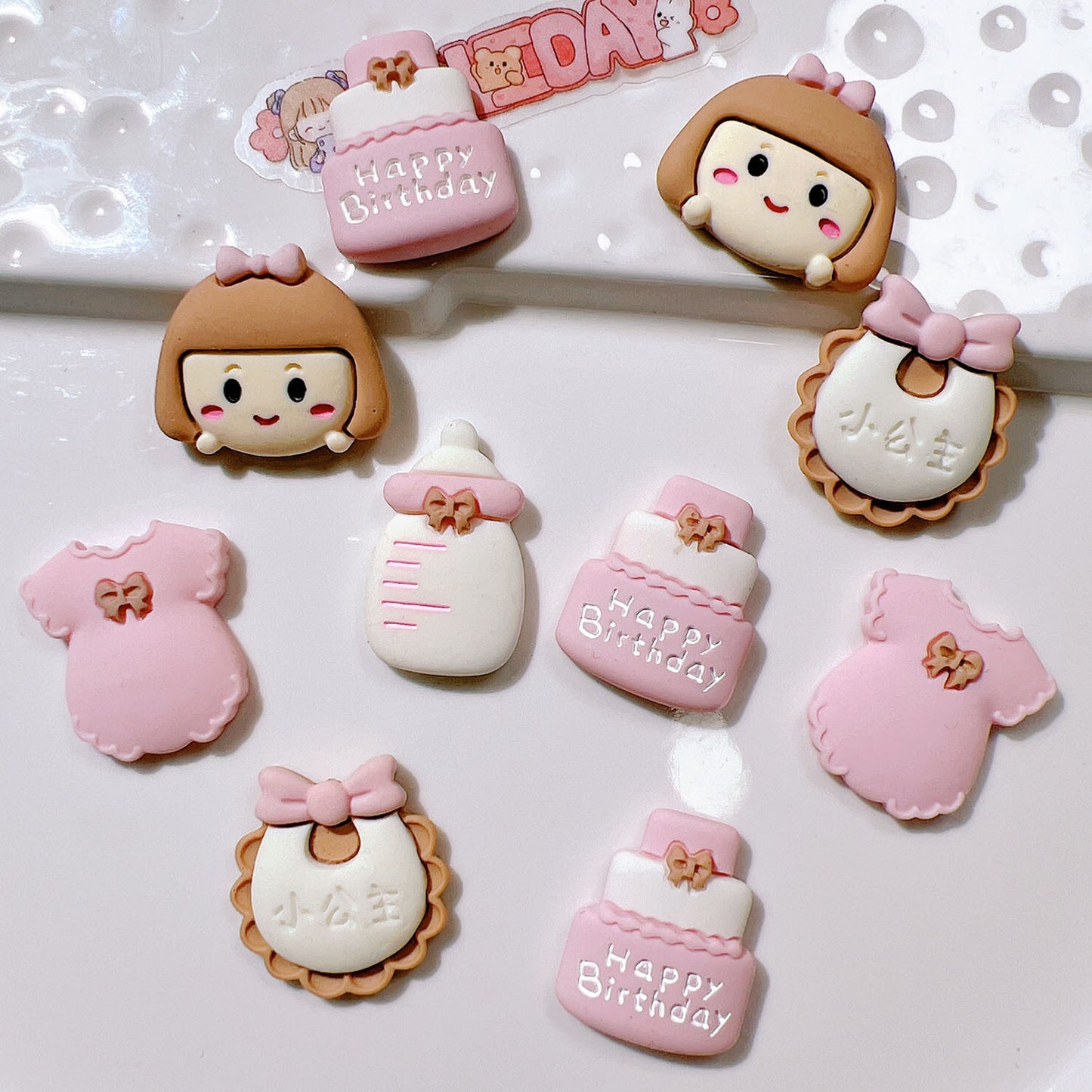 （5pic for 1bag）Cutie Girl Bibs Diy Resin Charms （pack Offline）