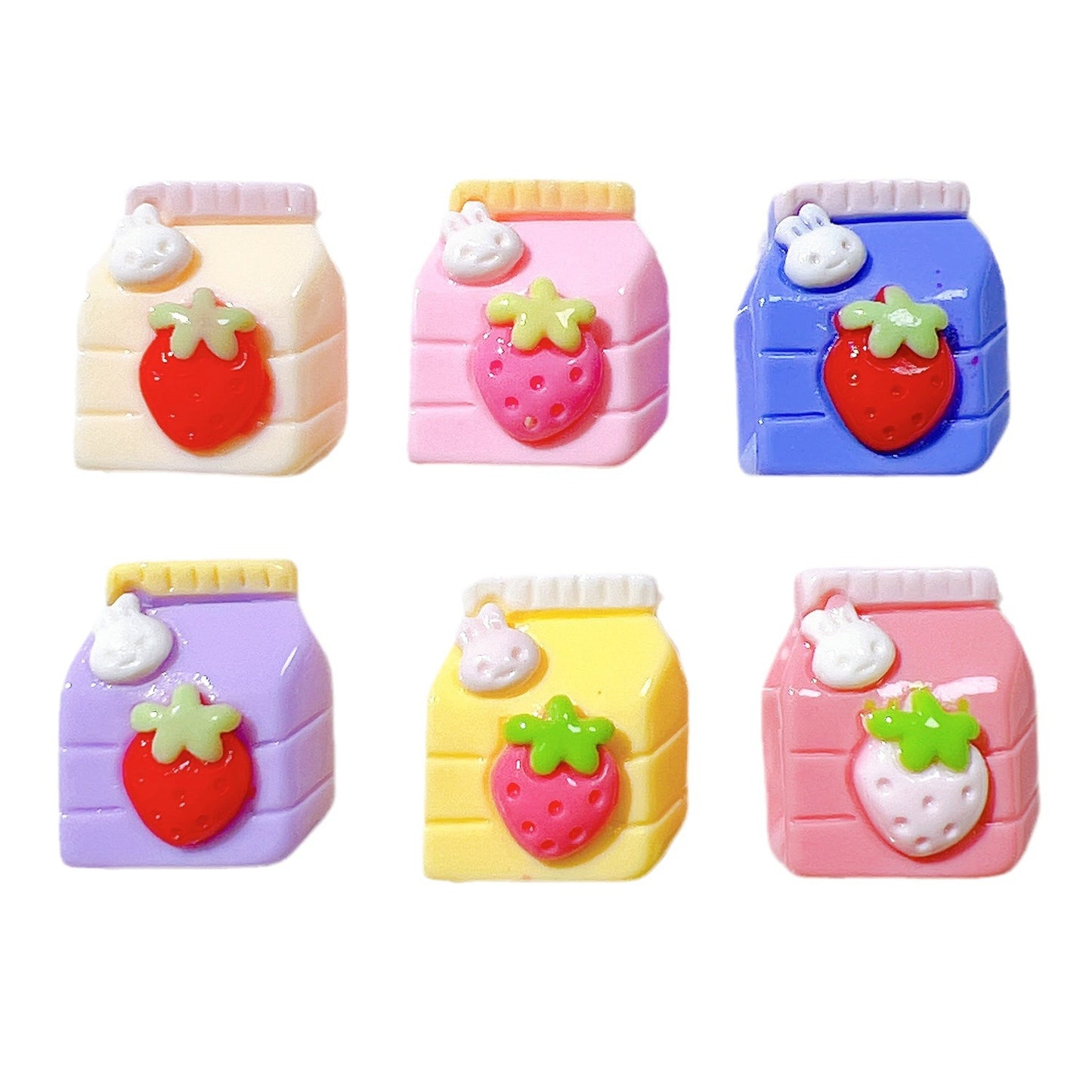 （5pic for1bag）Cutie small strawberry beverage bottle resin charms （pack offline）