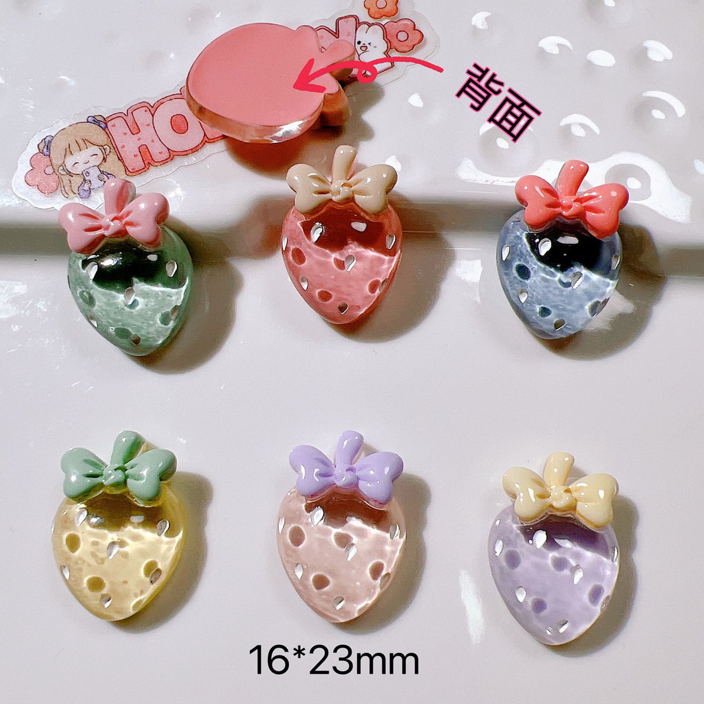 （5pic for 1bag）Cutie Transparent Strawberry  Diy Resin Charms （pack Offline）